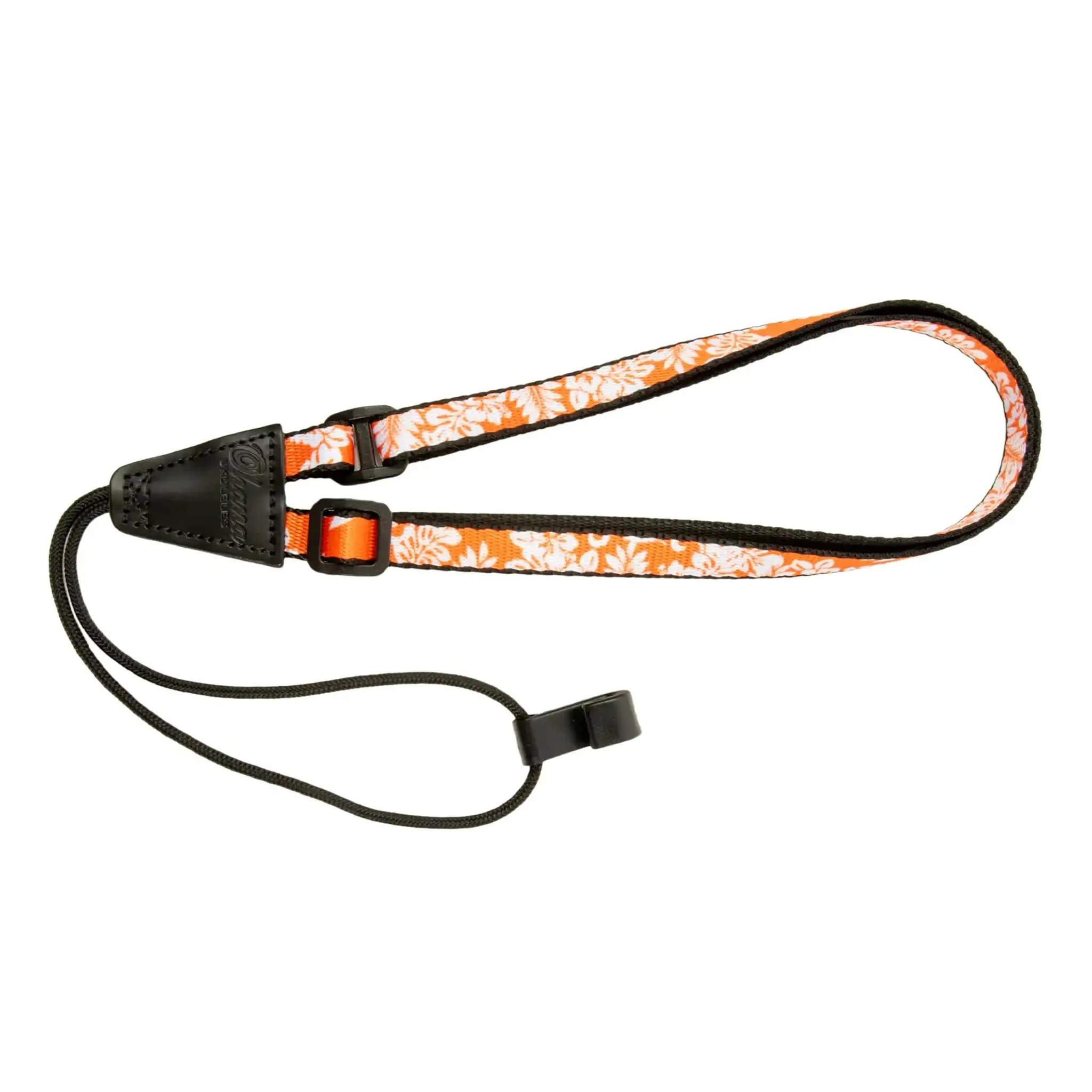 Ohana USS-04 Ukulele Sound Hole Strap ORANGE FLORAL NO DRILLING REQUIRED