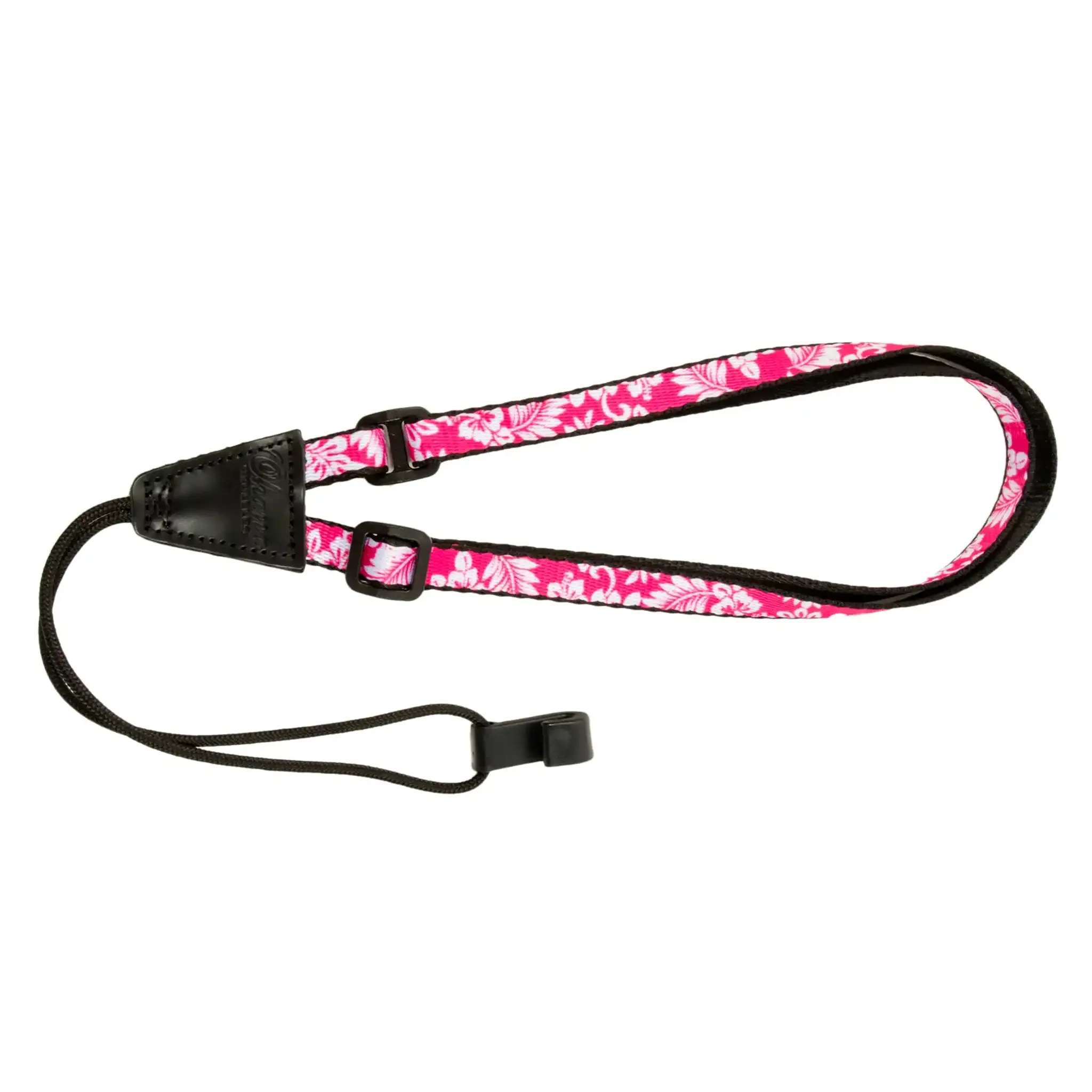 Ohana USS-04 Ukulele Sound Hole Strap FUSHSIA FLORAL NO DRILLING REQUIRED