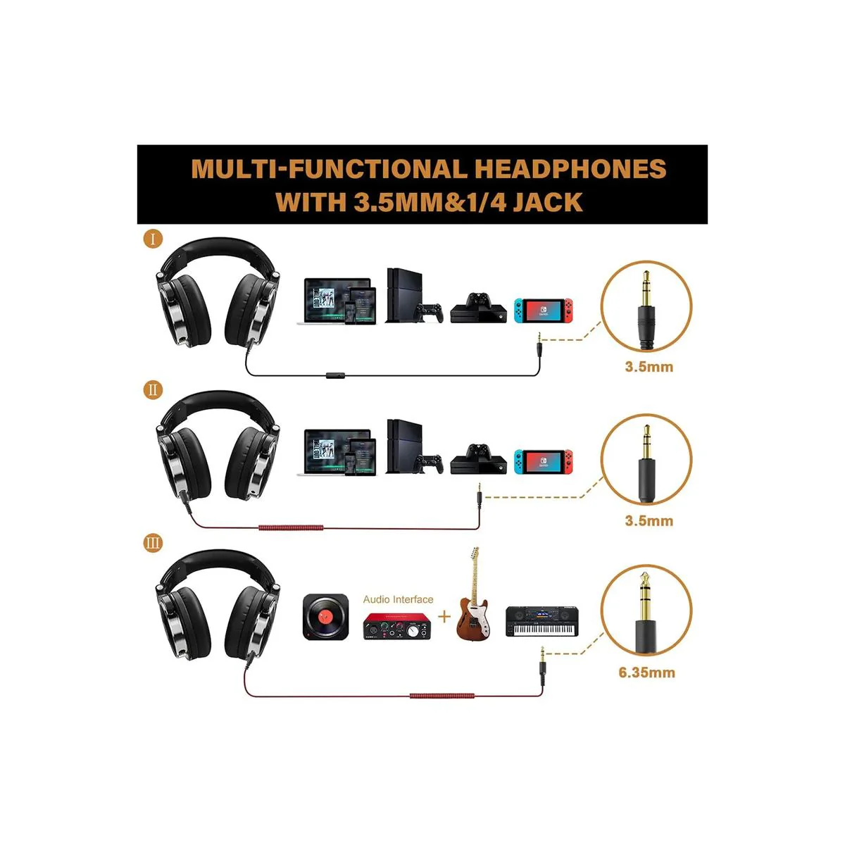 OneOdio Studio Pro 10 Headphones - Black - Image 2