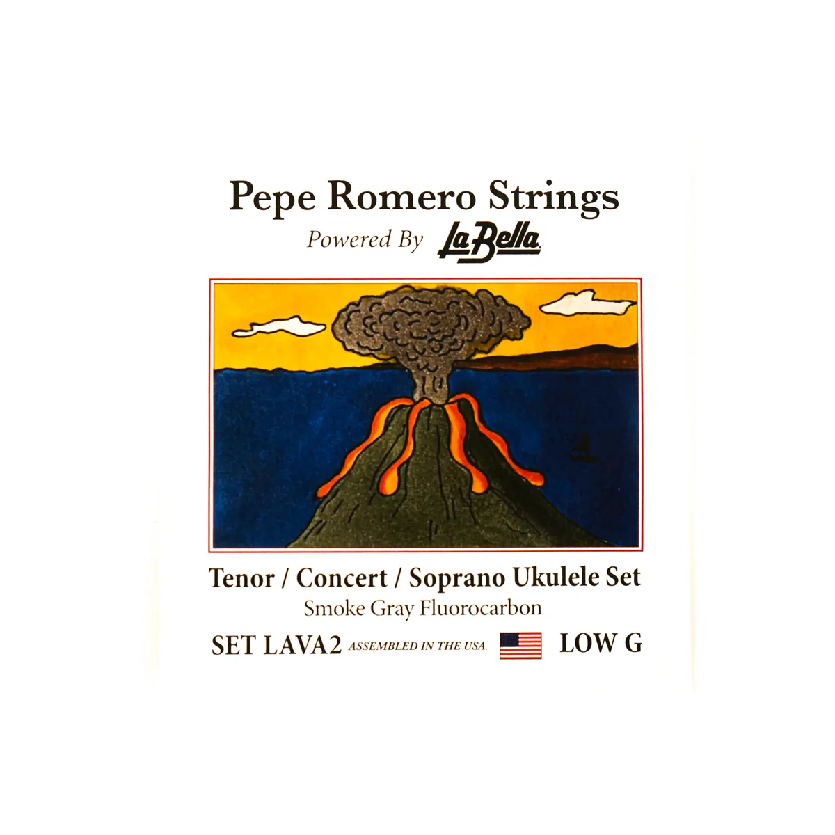 Pepe Romero LAVA2 Tenor/Concert/Soprano Smoke Gray Fluorocarbon Ukulele Strings LOW G