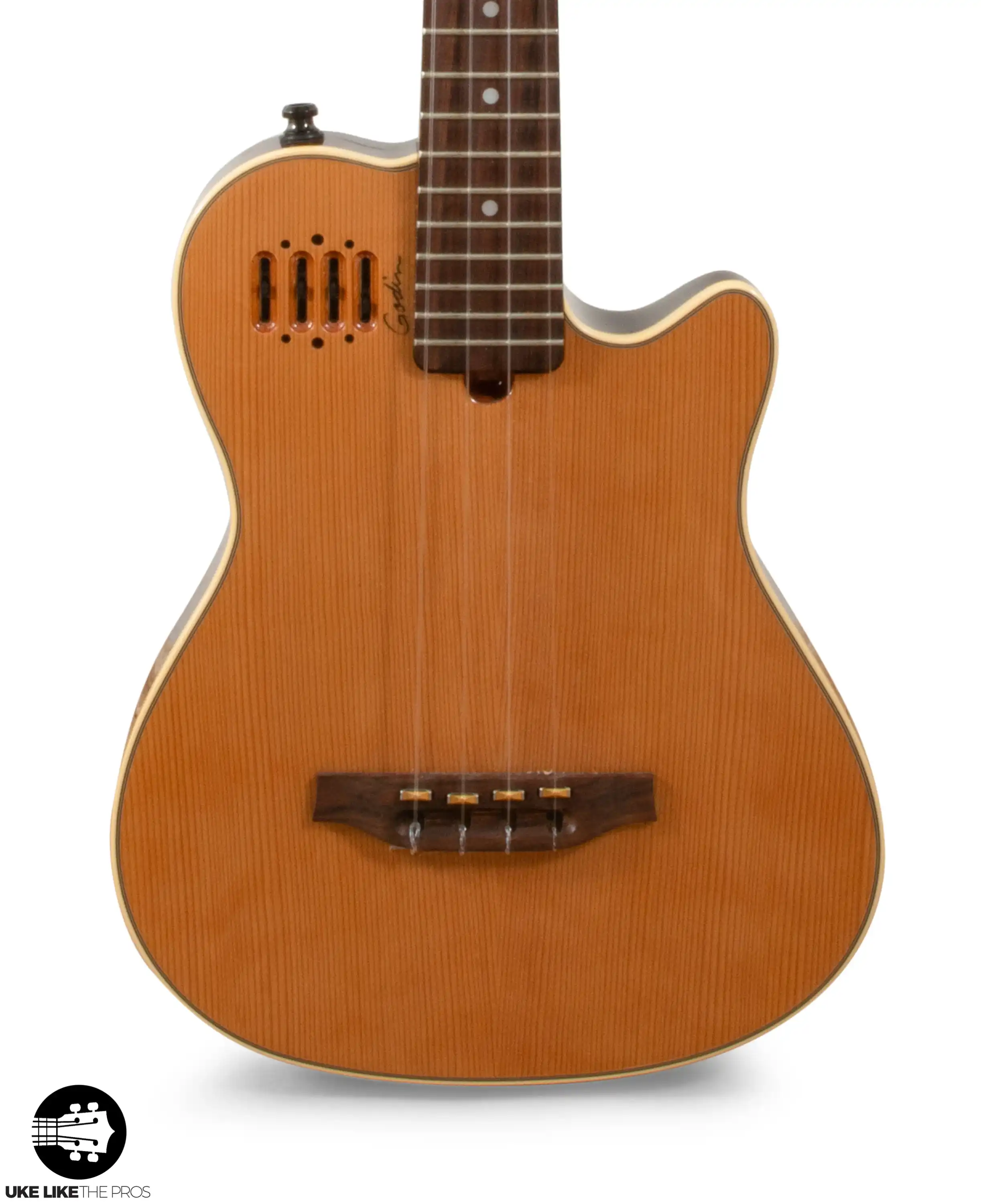 [PRE-OWNED] Godin Multi Uke HG Solid Cedar Electric Tenor Ukulele "Dark N' Stormy" - Image 5