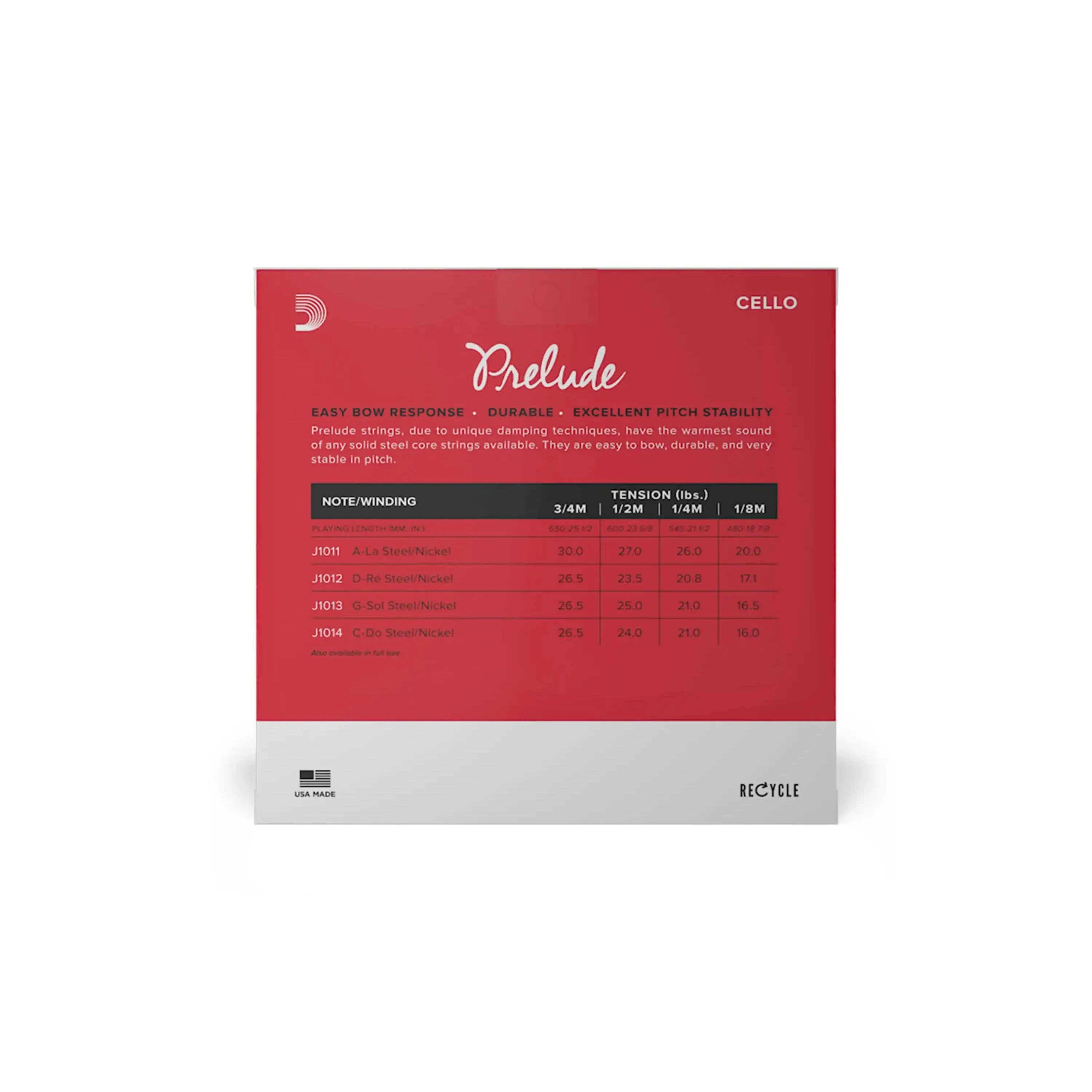 Prelude Cello String Set 3/4 Scale - Medium Tension - Image 2
