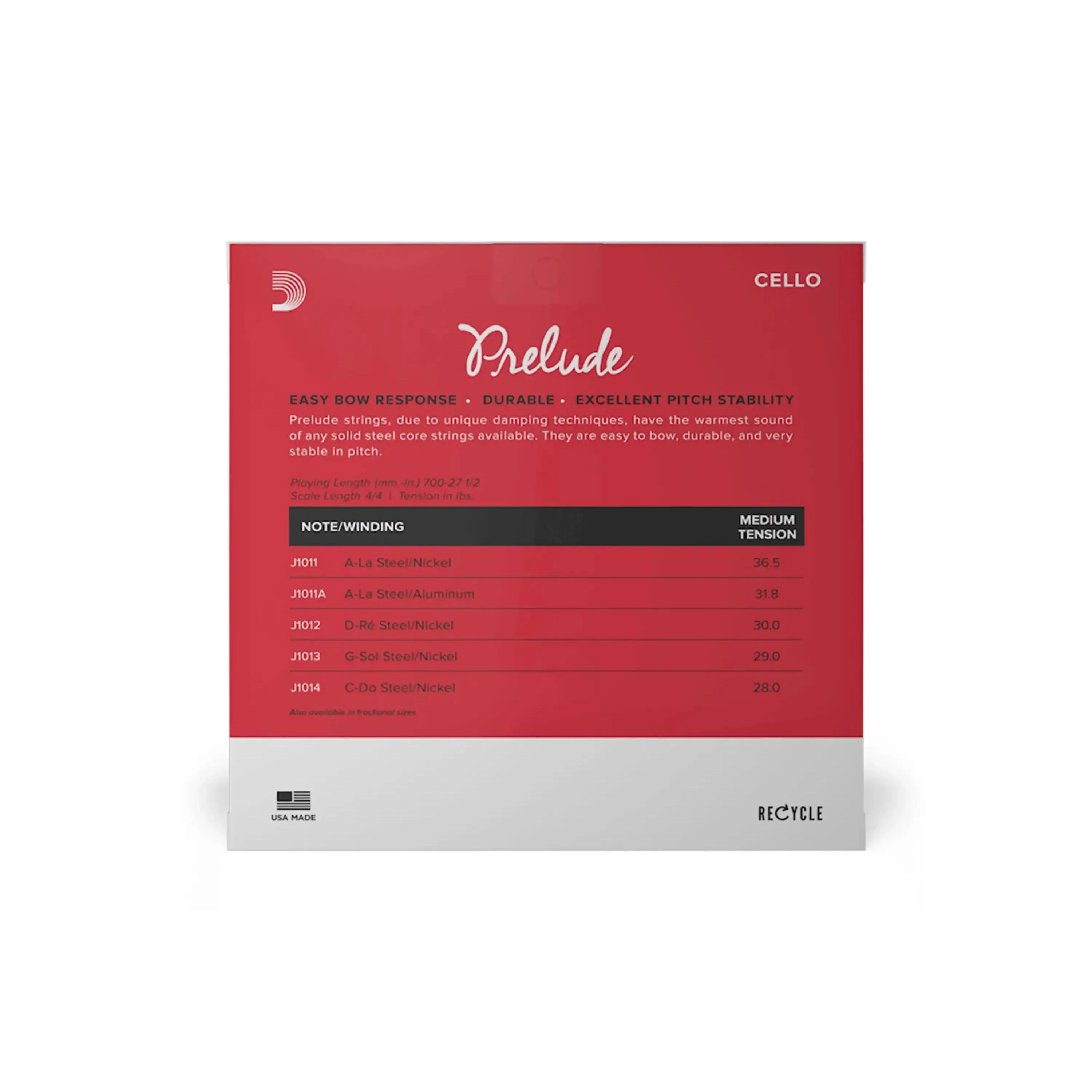 Prelude Cello String Set, 4/4 Scale, Medium Tension - Image 2