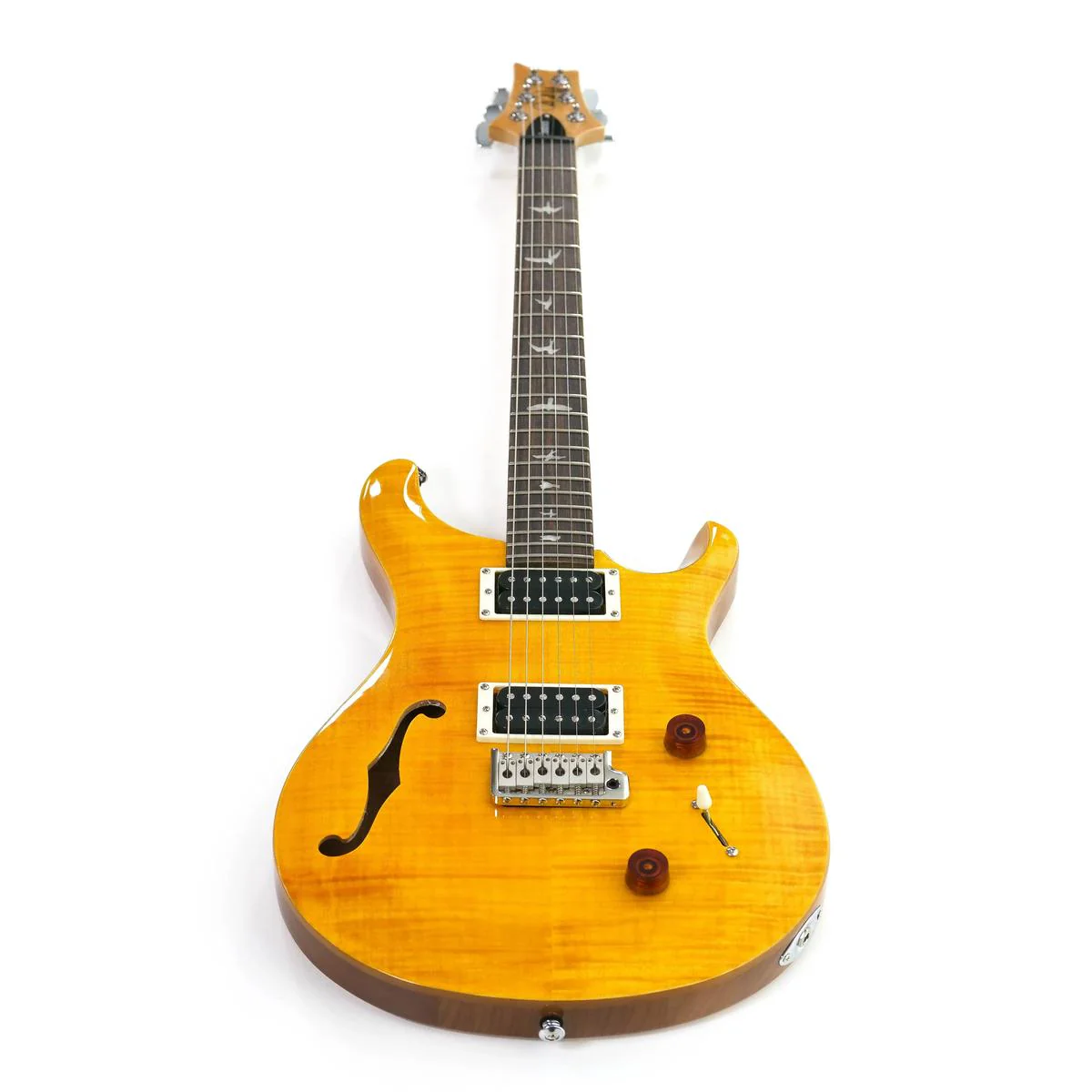 PRS SE Custom 22 Semi-Hollow Electric Guitar - Santana Yellow - Image 4