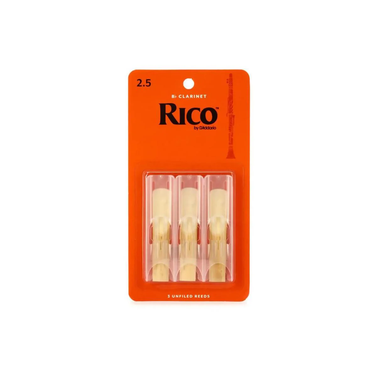 Rico by D'Addario Bb Clarinet Reeds Strength 2.5 - 3 Pack