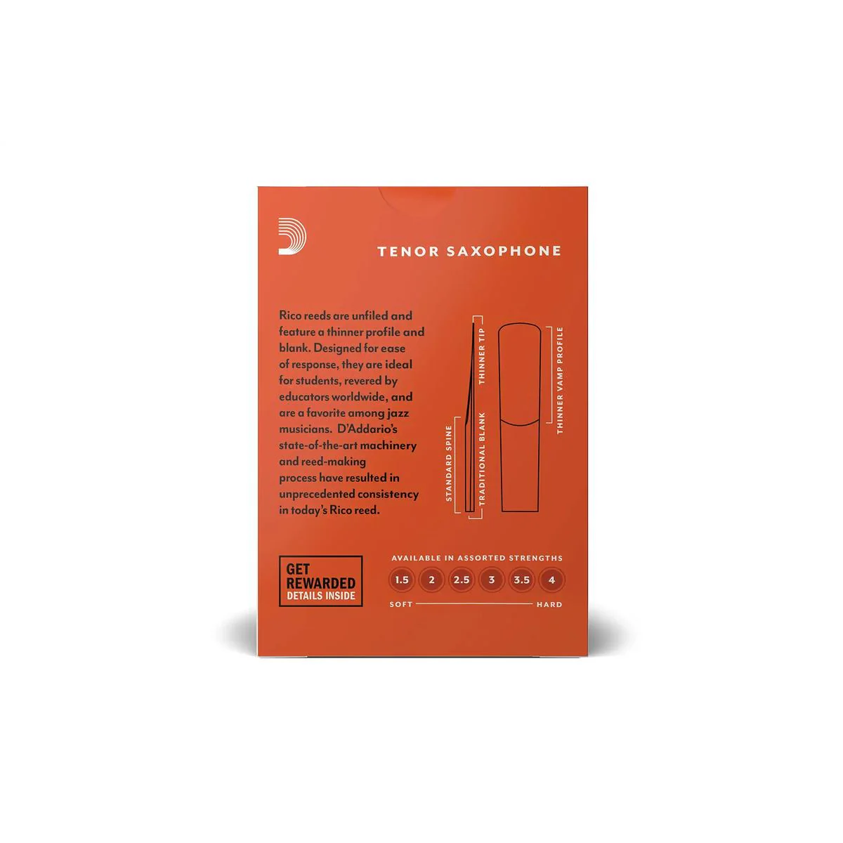 Rico by D'Addario Tenor Saxophone Reeds Strength 2.5 - 10 Pack - Image 2