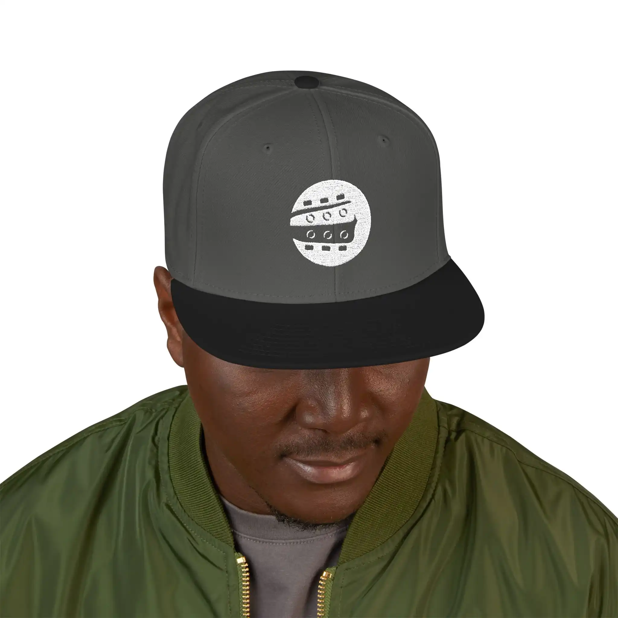 Rock Like The Pros Embroidered Snapback Hat - White Logo - Image 18