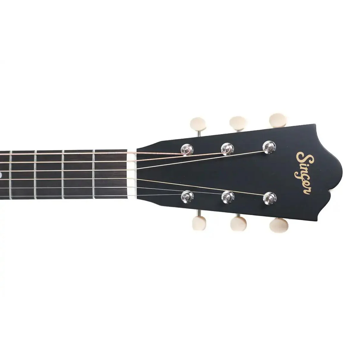Singer P01-BLK Black Solid Sitka Spruce Parlor Acoustic Guitar - Image 6