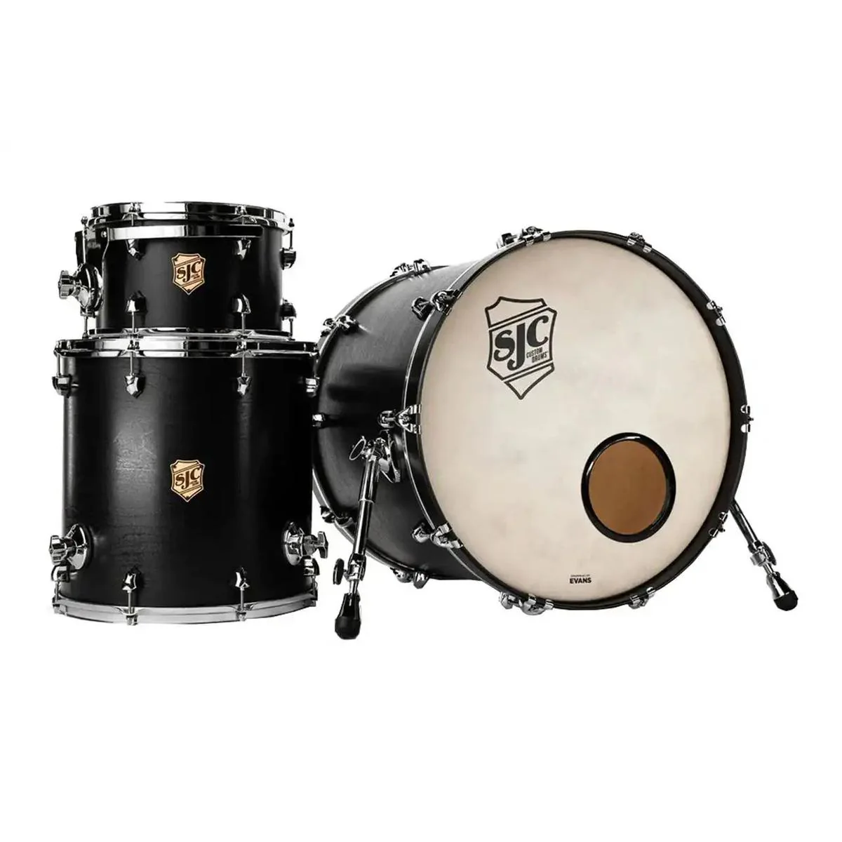 SJC T22K322MBCH 3-Piece Tour Series Shell Pack - Matte Black