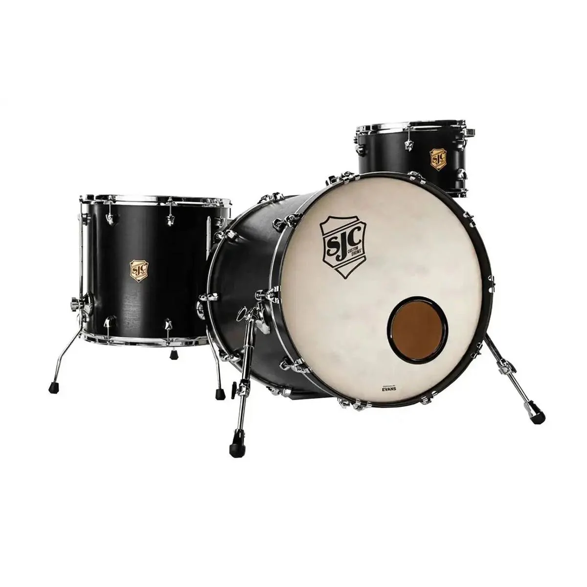 SJC T22K322MBCH 3-Piece Tour Series Shell Pack - Matte Black - Image 2