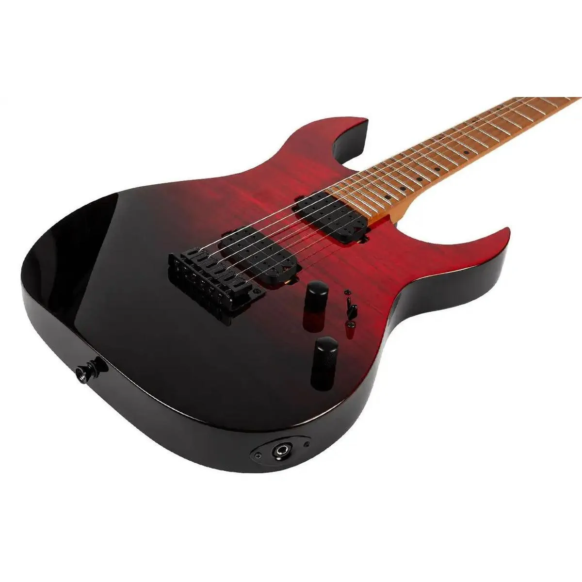 Spira S-450 TRD Transparent Red & Black Solid Body Stratocaster Electric Guitar - Image 3