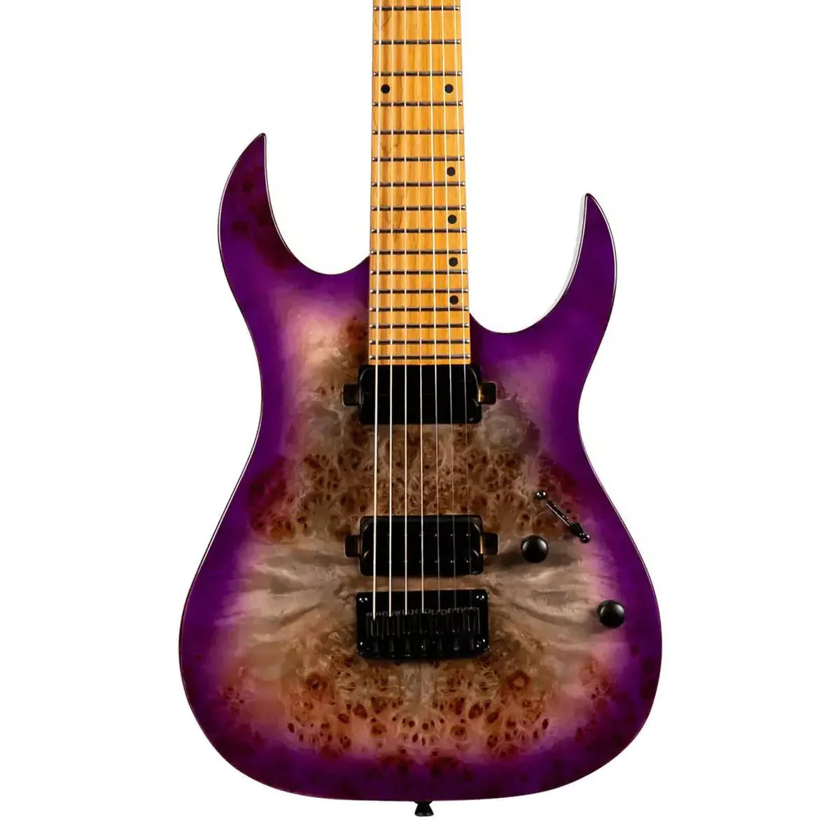 Spira S-457 TPP Transparent Purple Solid Body 7-String Stratocaster Electric Guitar