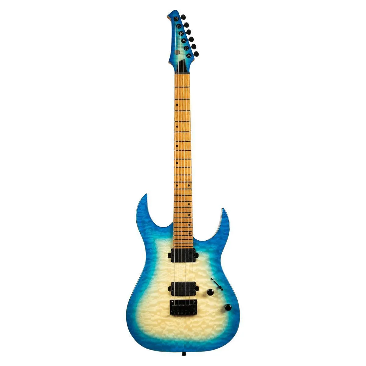 Spira S-500 QAB Transparent Aqua Blue Solid Body Stratocaster Electric Guitar - Image 4