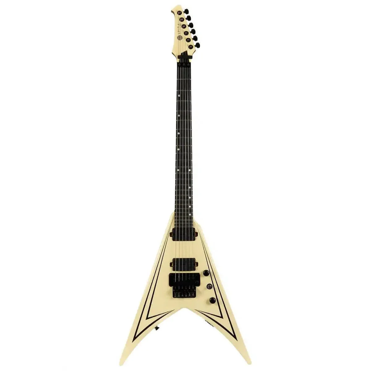 Spira V-420 AWH Antique White with Pinstripe Solid Body Flying V Electric Guitar - Image 4