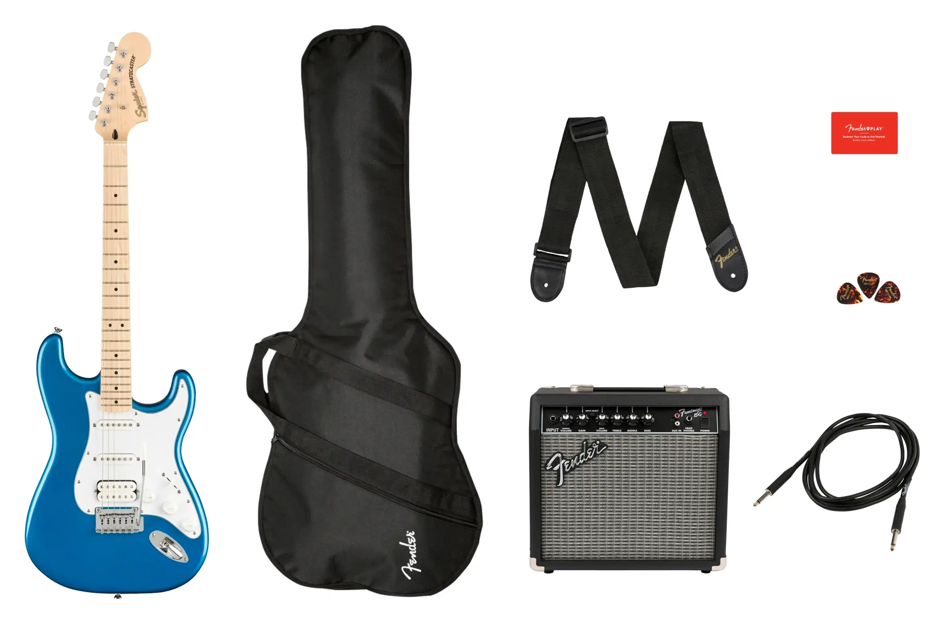 Squier By Fender Affinity Series Stratocaster HSS Guitar Pack - Lake Placid Blue