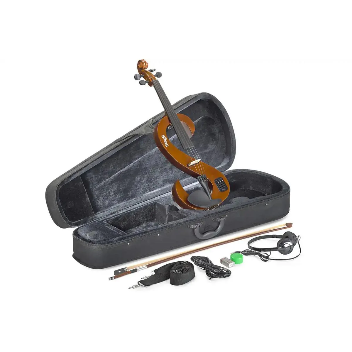 Stagg EVN-4/4-VBR Violinburst 4/4 S-Shaped Electric Violin Set - Image 2