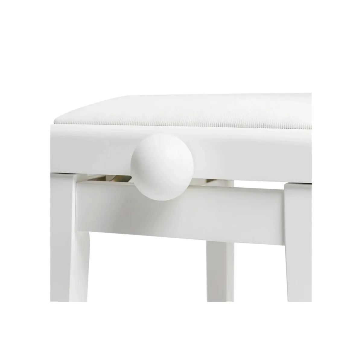Stagg Matte White Adjustable Piano Bench with White Velvet Top - Image 3