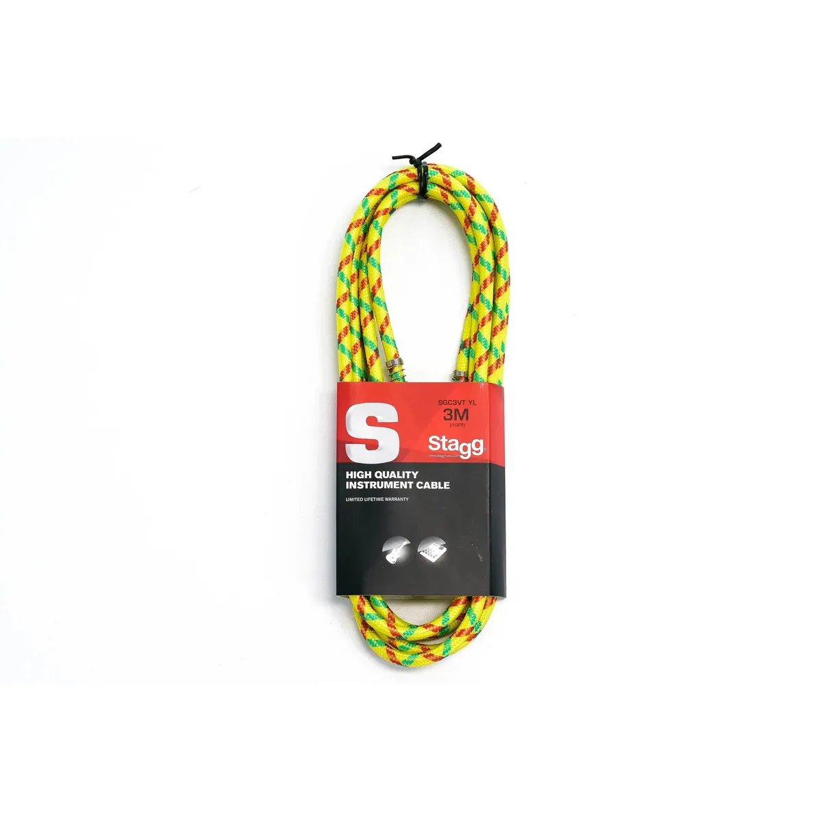 Stagg SGC3VT YL S-Series 1/4 Inch Yellow Vintweed Instrument Cable - 10 Feet