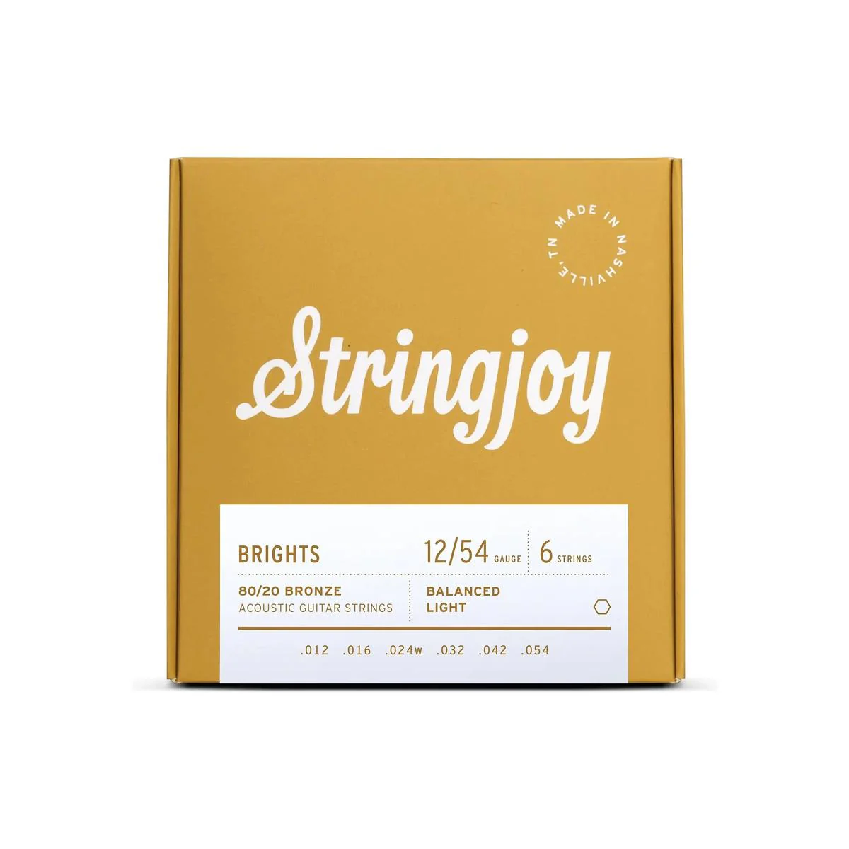 Stringjoy Brights 80/20 Bronze Acoustic Guitar Strings - Balanced Light- .012-.054