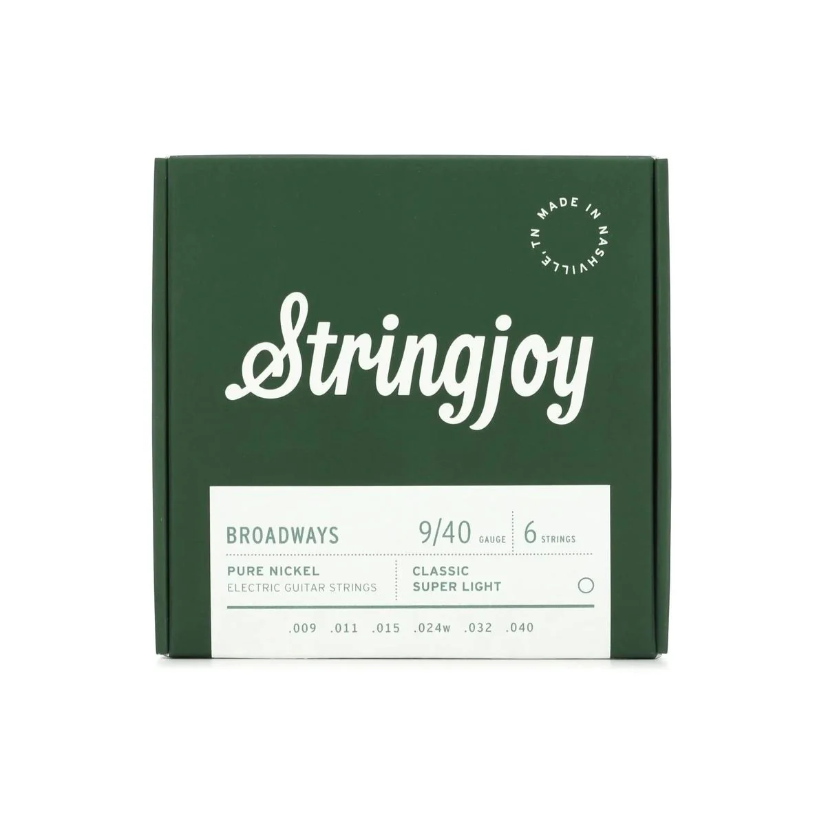 Stringjoy Broadways SJ-BR0940 Pure Nickel Electric Guitar Strings - Classic Super Light .009-.040