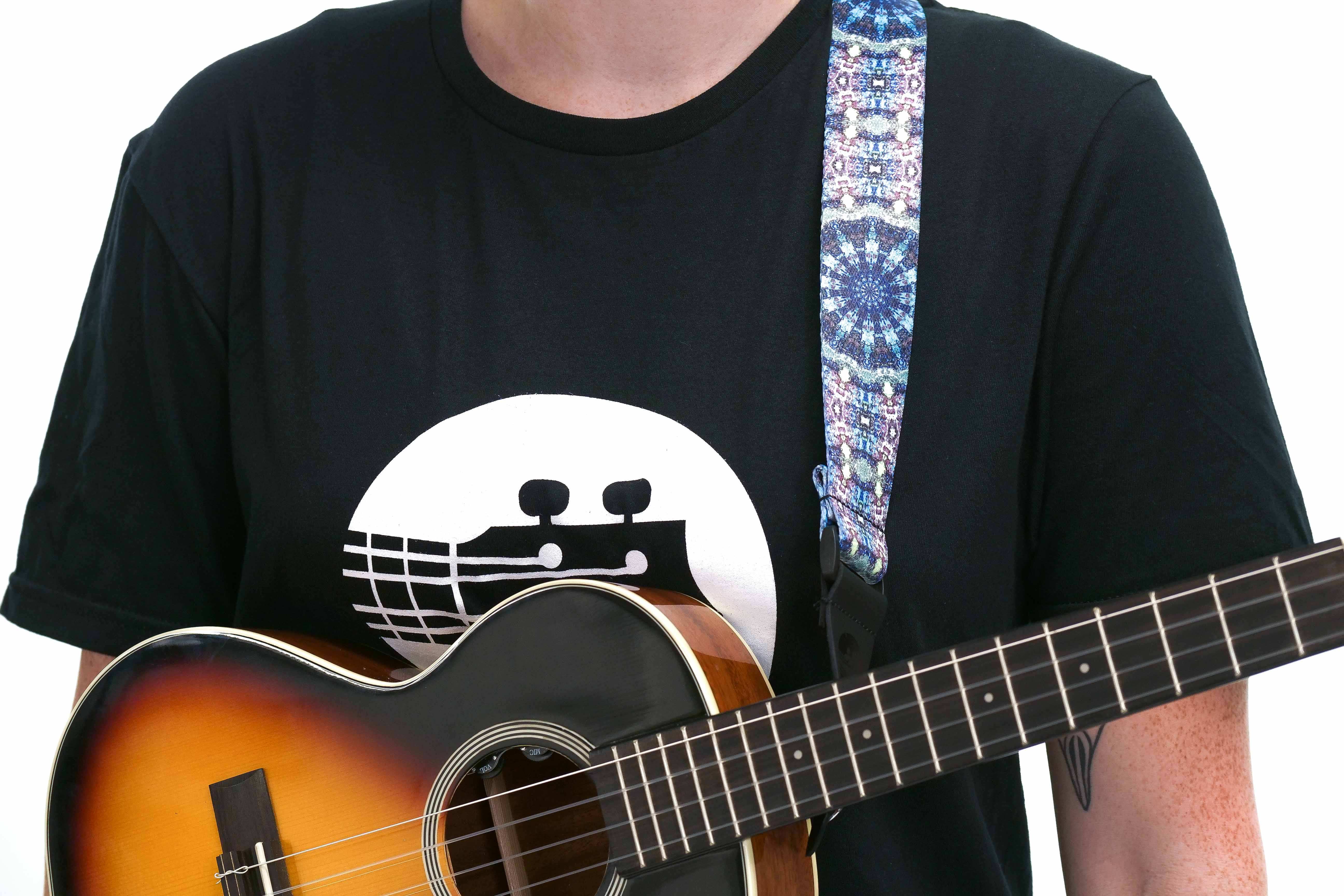 Terry Carter Music Store 1.5 Inch Poly Ukulele and Guitar Strap - Blue Kaleidoscope - Image 5