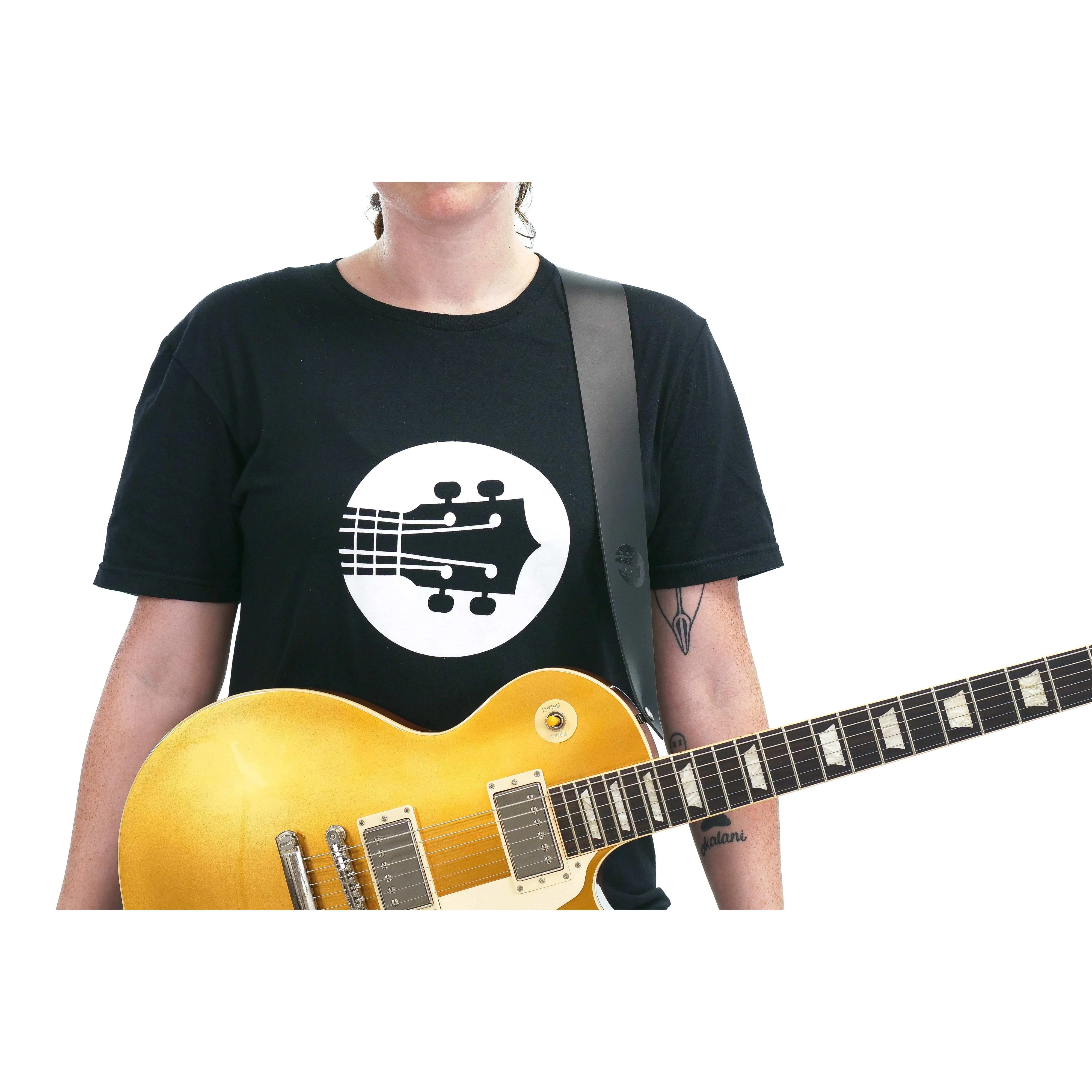 Terry Carter Music Store 2 Inch Leather Guitar Strap - BLACK - Image 4