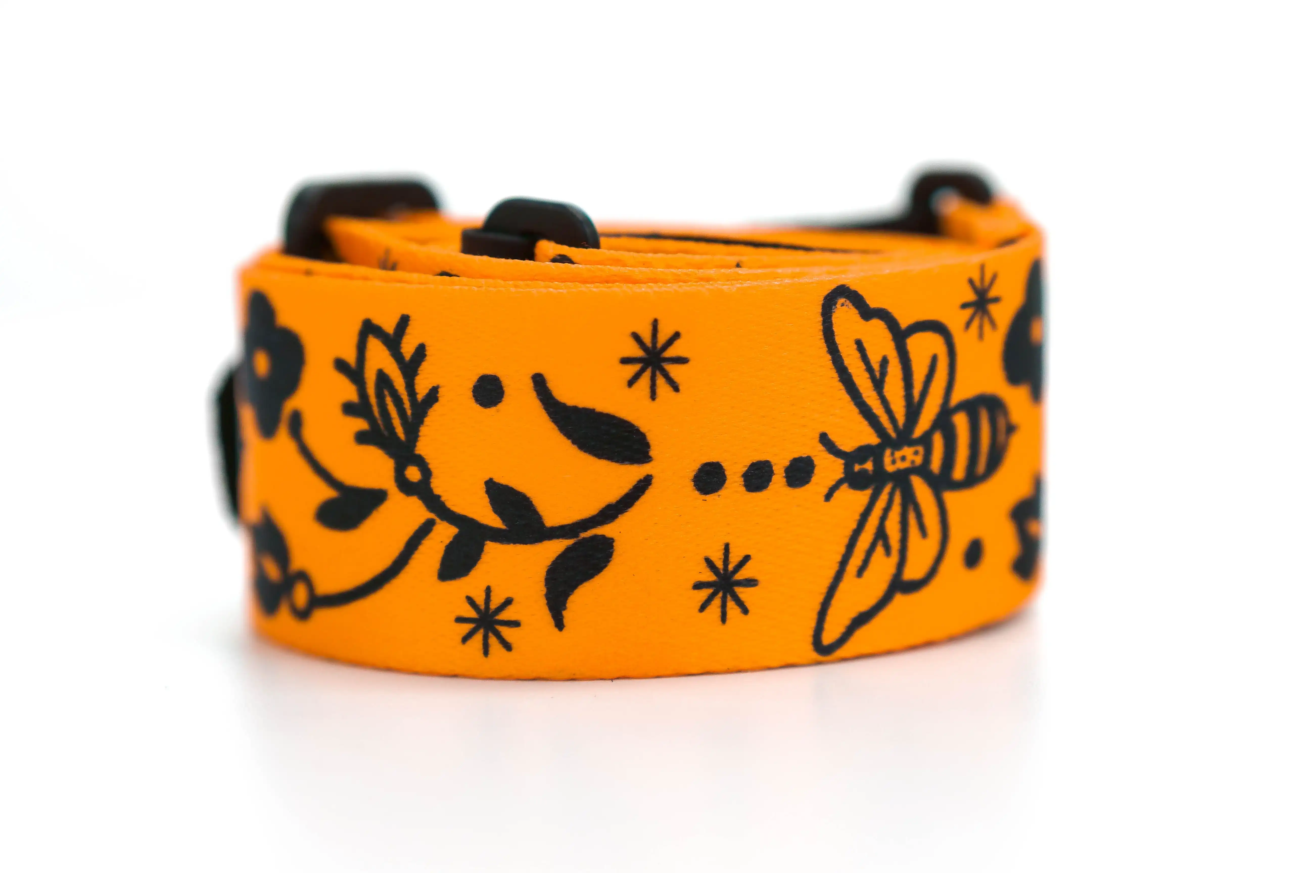Terry Carter Music Store 2 Inch Sublimation Guitar and Ukulele Strap - YELLOW/BLACK BEES - Image 2