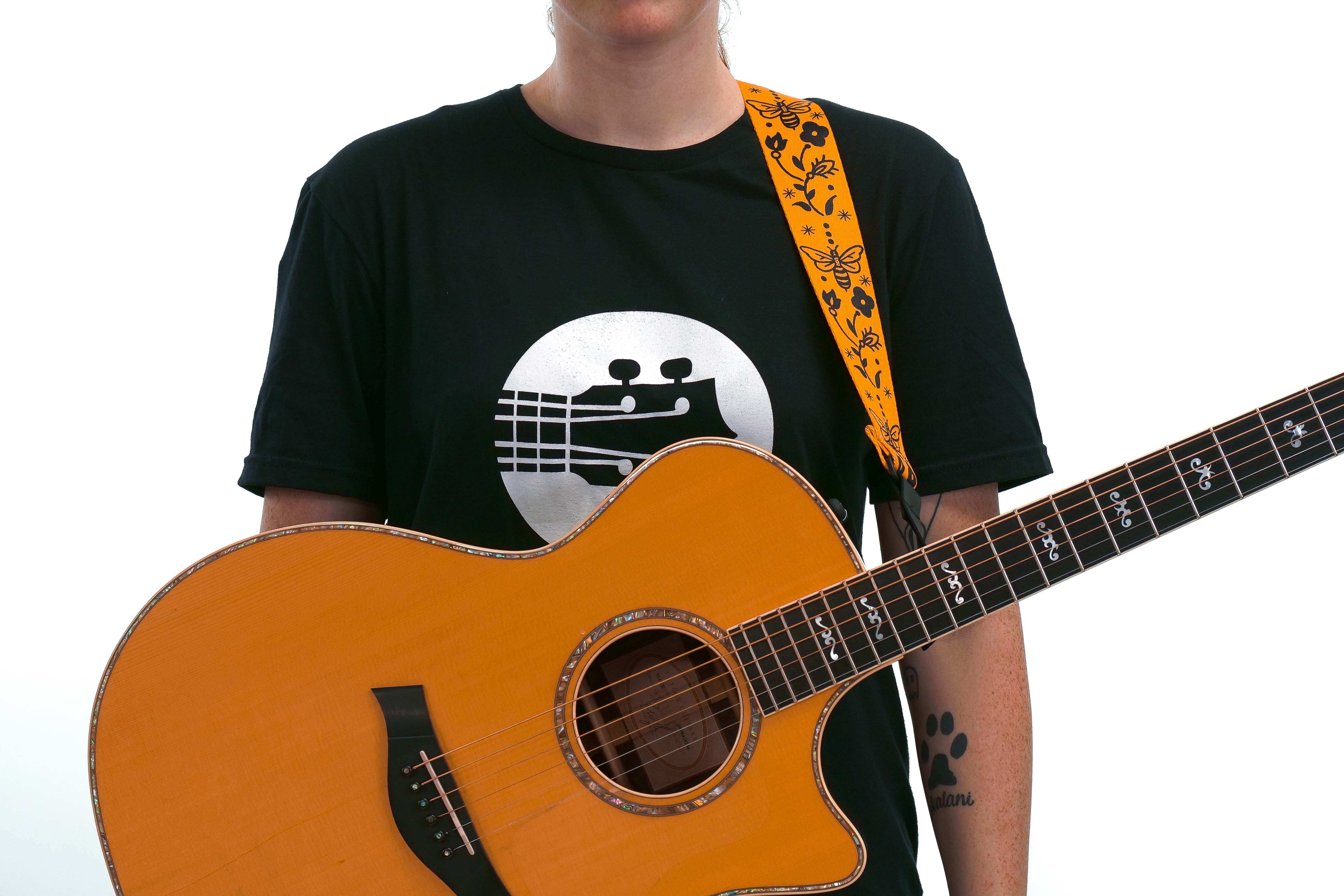 Terry Carter Music Store 2 Inch Sublimation Guitar and Ukulele Strap - YELLOW/BLACK BEES - Image 5