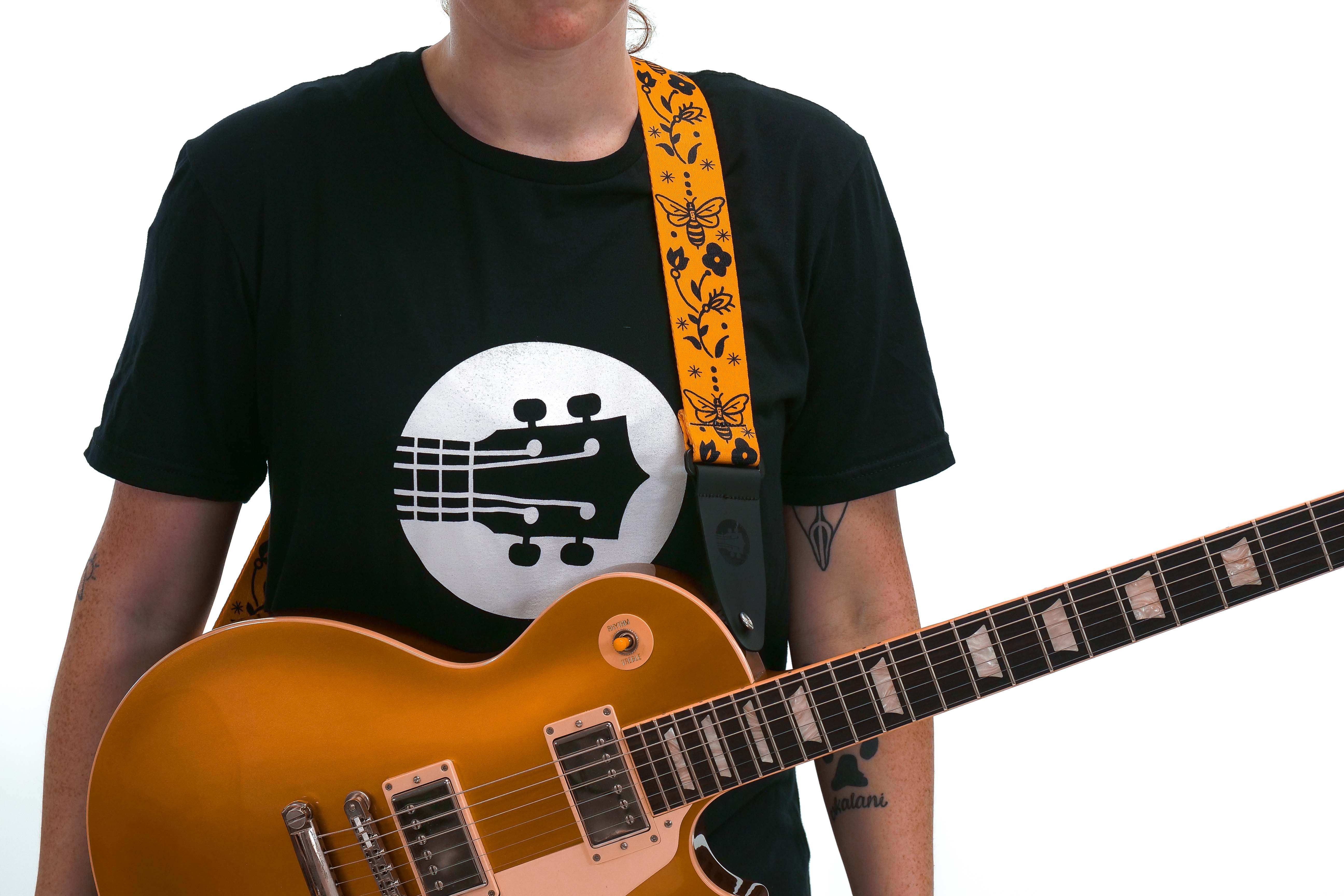 Terry Carter Music Store 2 Inch Sublimation Guitar and Ukulele Strap - YELLOW/BLACK BEES - Image 7