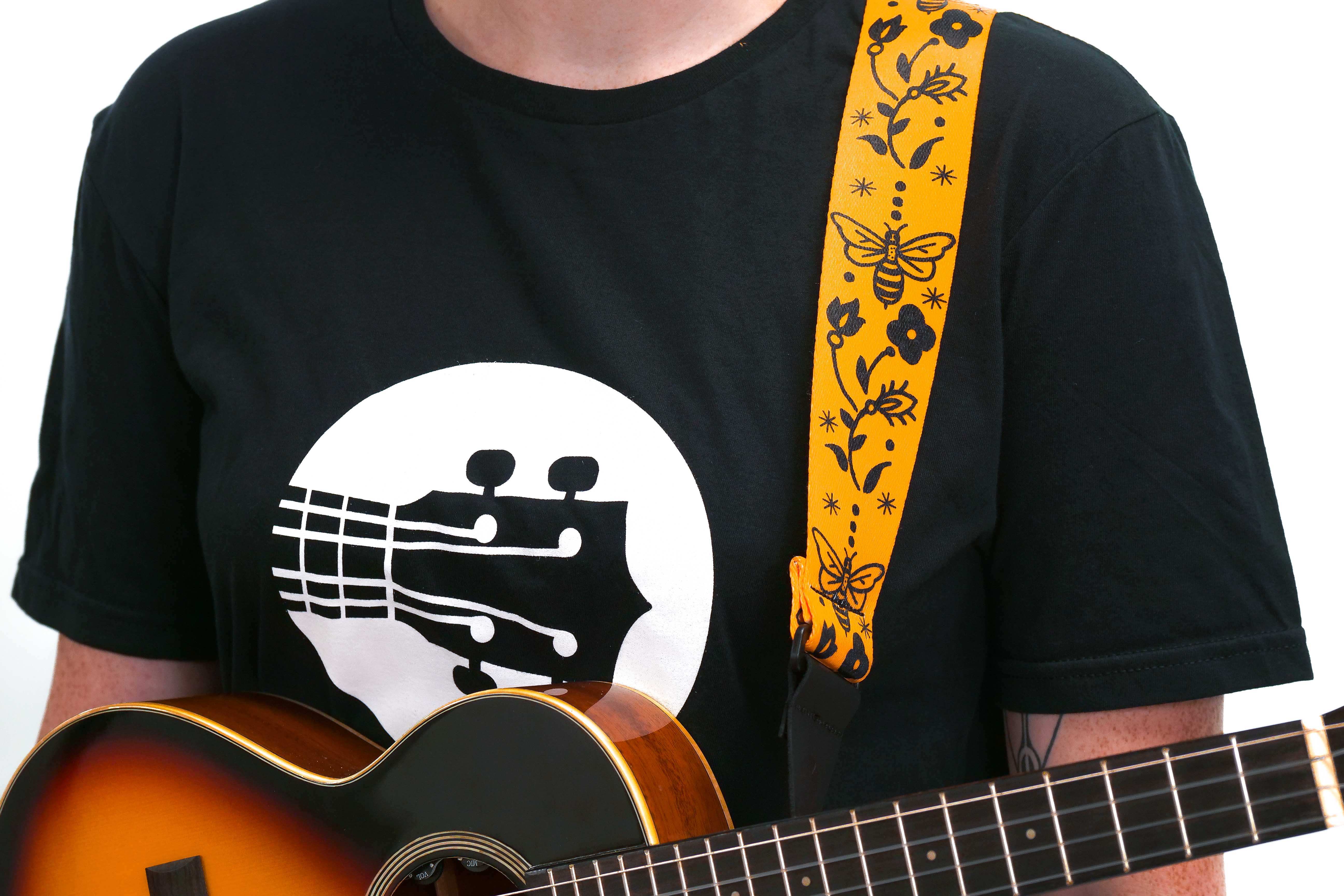 Terry Carter Music Store 2 Inch Sublimation Guitar and Ukulele Strap - YELLOW/BLACK BEES - Image 8