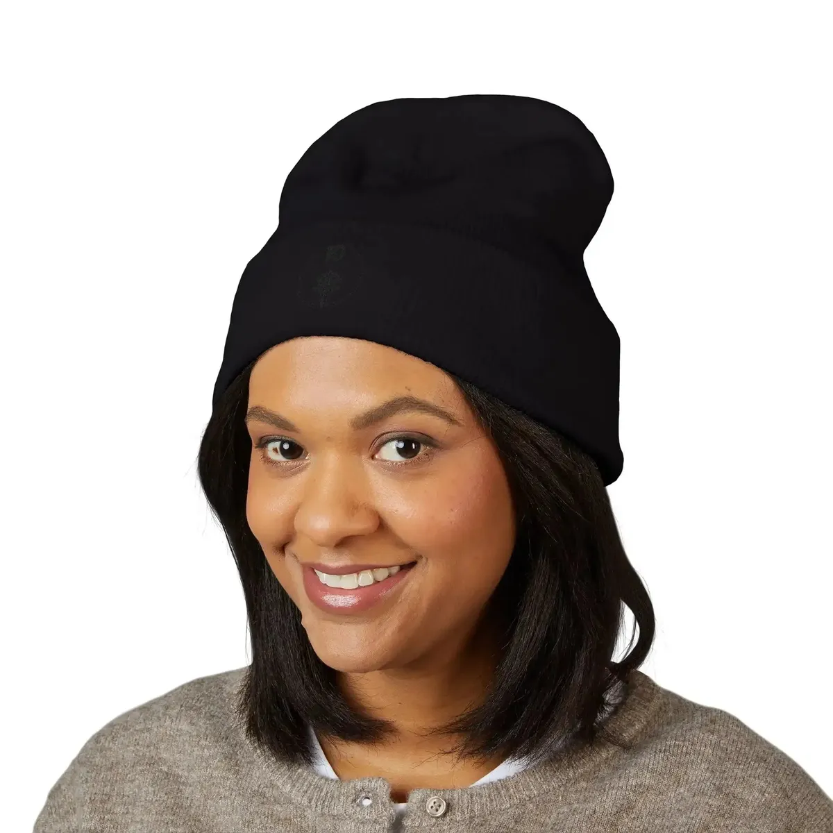 Uke Like The Pros 10th Anniversary Embroidered Cuffed Beanie — Black on Black - Image 3