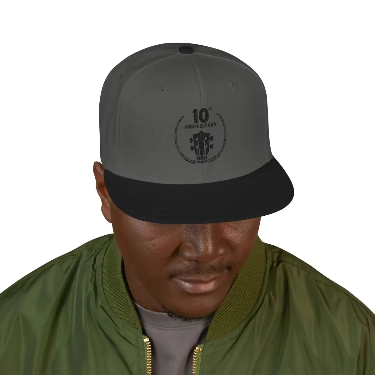Uke Like The Pros 10th Anniversary Embroidered Snapback Hat - Black Logo - Image 11