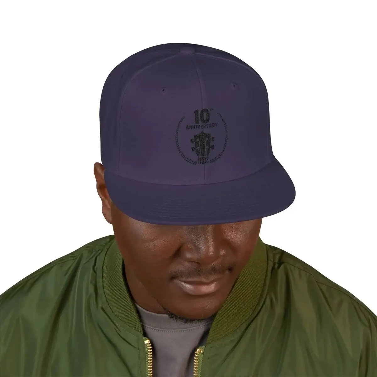 Uke Like The Pros 10th Anniversary Embroidered Snapback Hat - Black Logo - Image 35