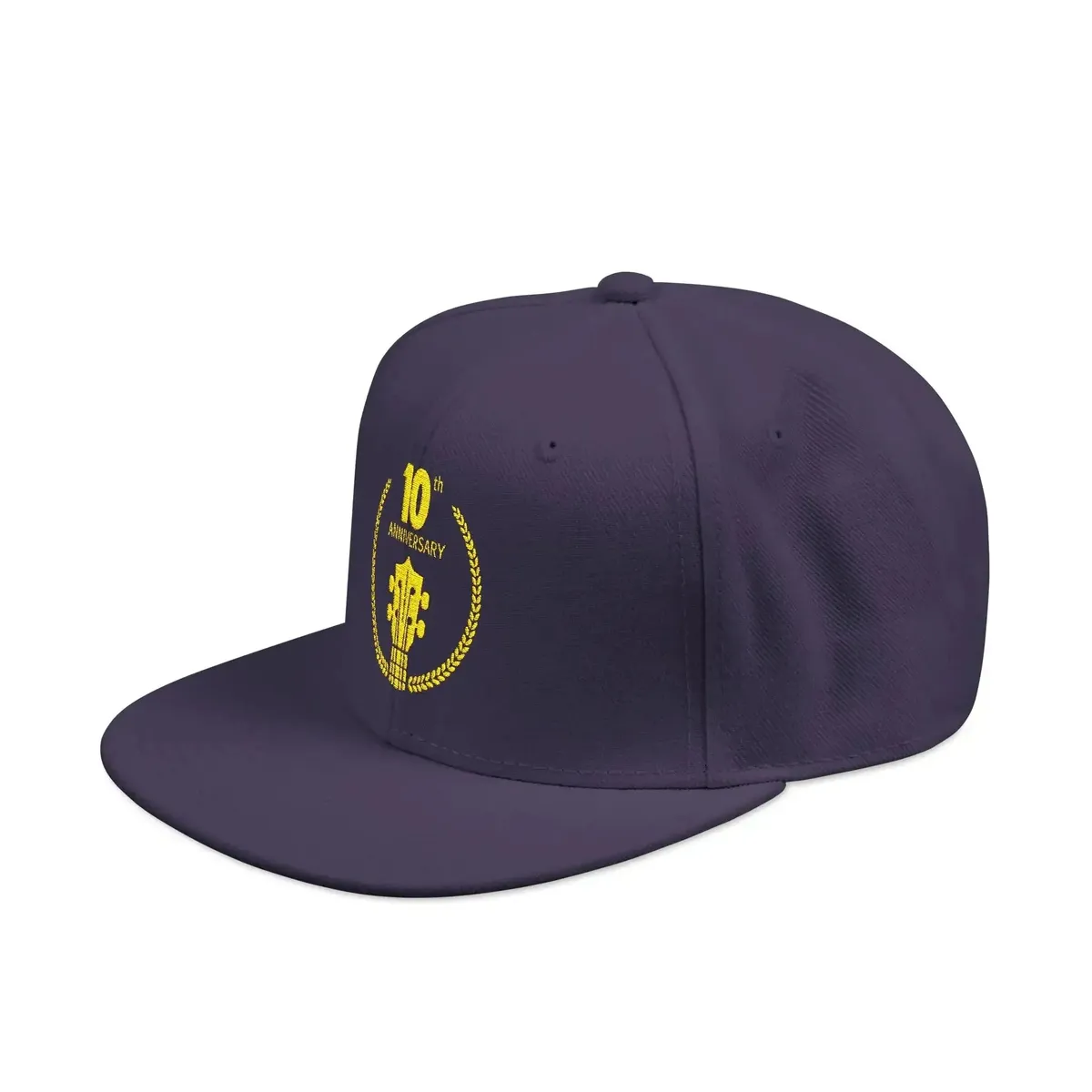 Uke Like The Pros 10th Anniversary Embroidered Snapback Hat - Gold Logo - Image 2
