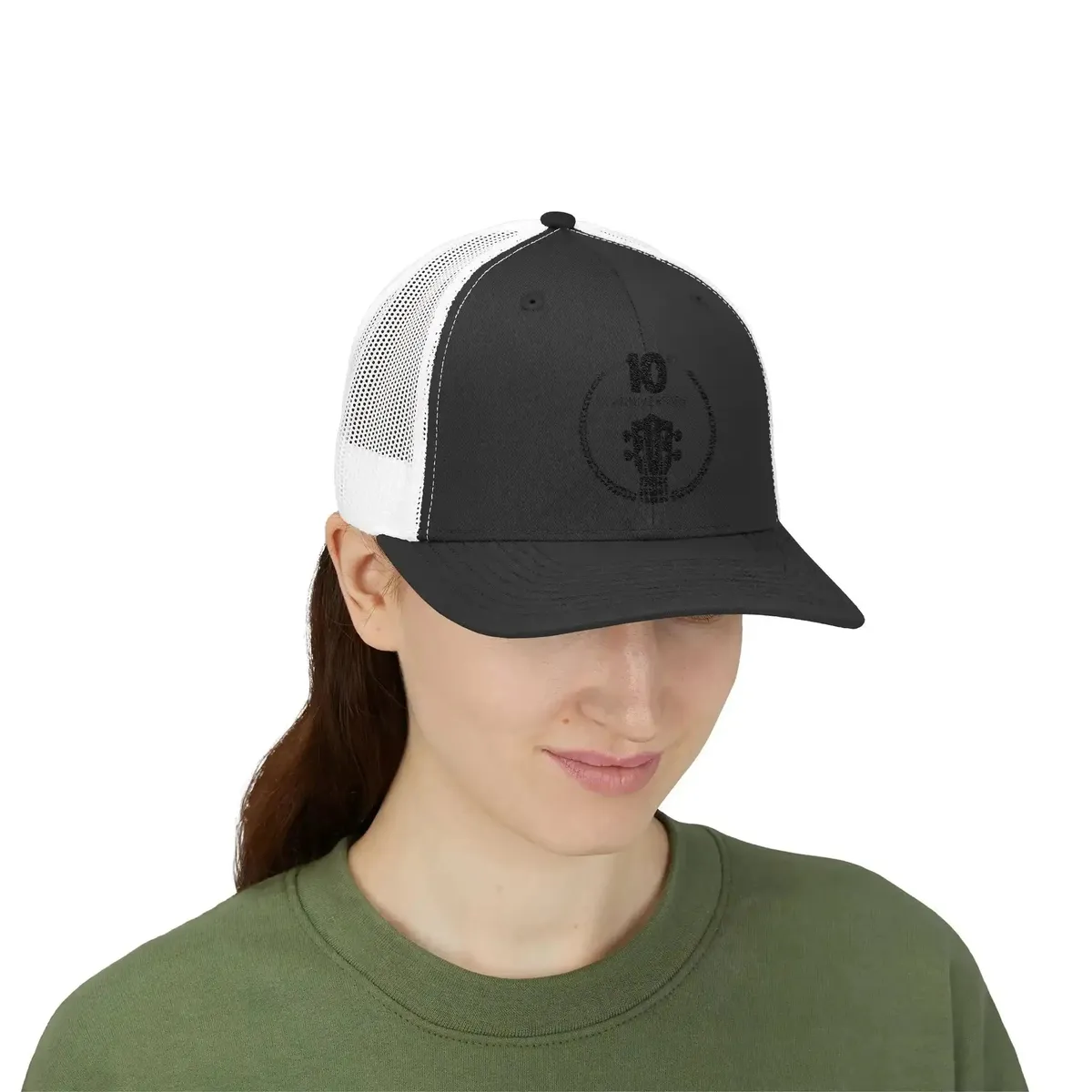 Uke Like The Pros 10th Anniversary Embroidered Trucker Hat - Black Logo - Image 12