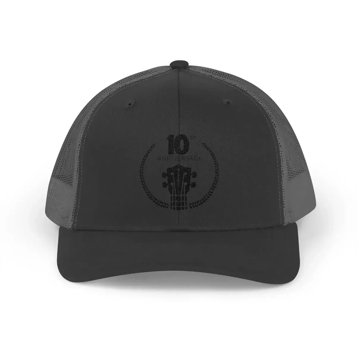 Uke Like The Pros 10th Anniversary Embroidered Trucker Hat - Black Logo - Image 2