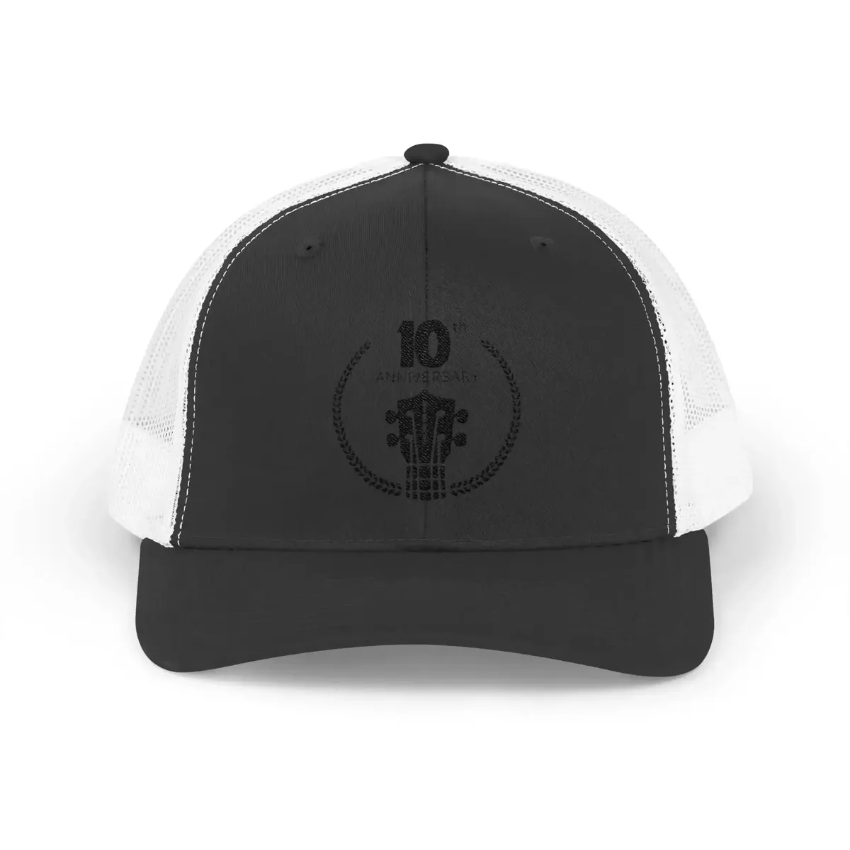 Uke Like The Pros 10th Anniversary Embroidered Trucker Hat - Black Logo - Image 3