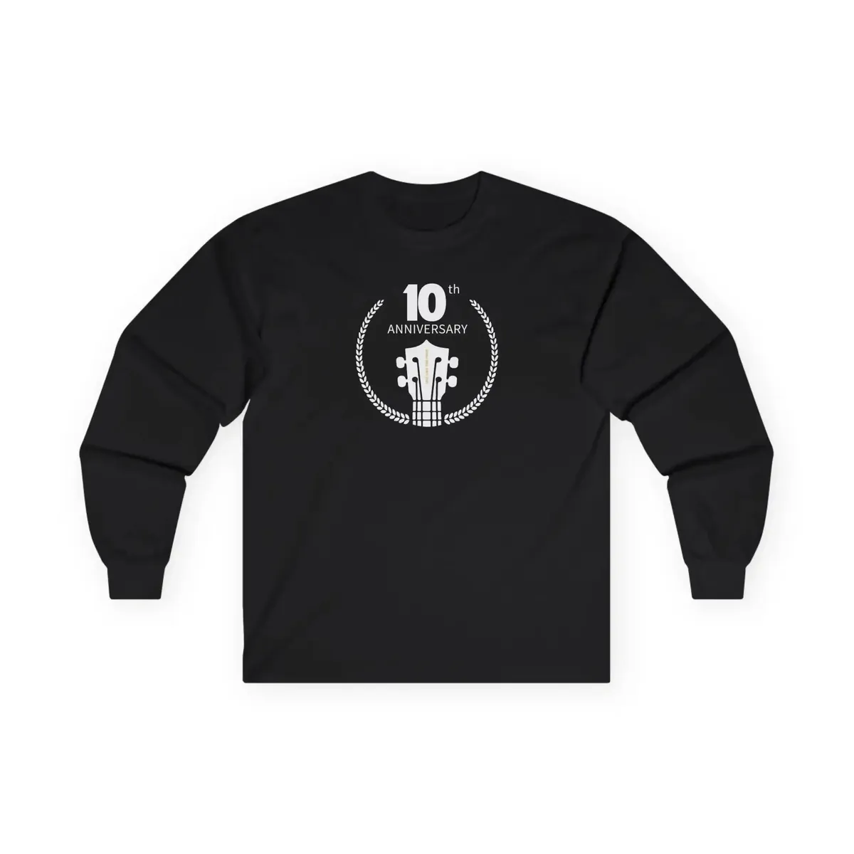 Uke Like The Pros 10th Anniversary Long Sleeve T-Shirt - White on Black
