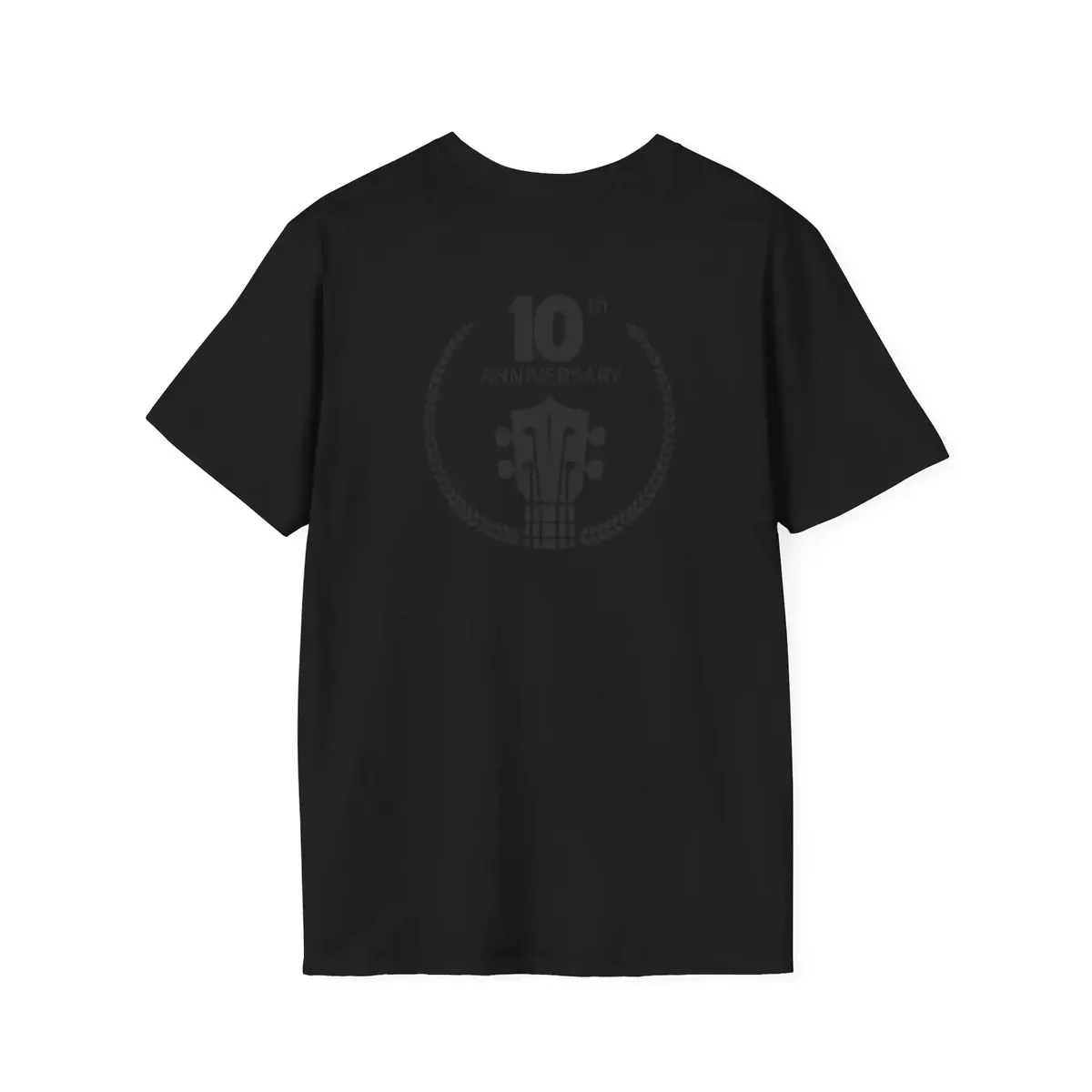Uke Like The Pros 10th Anniversary T-Shirt — Black on Black - Image 2