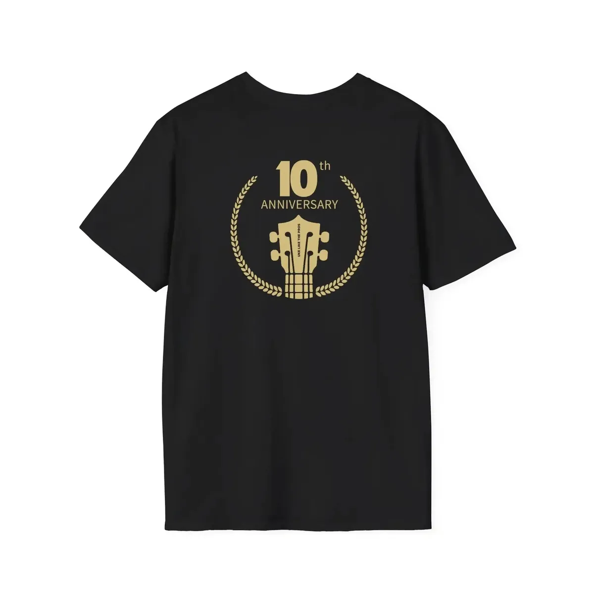 Uke Like The Pros 10th Anniversary T-Shirt — Gold Logo - Image 2