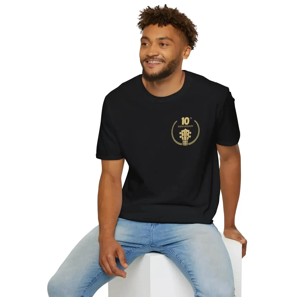 Uke Like The Pros 10th Anniversary T-Shirt — Gold Logo - Image 7
