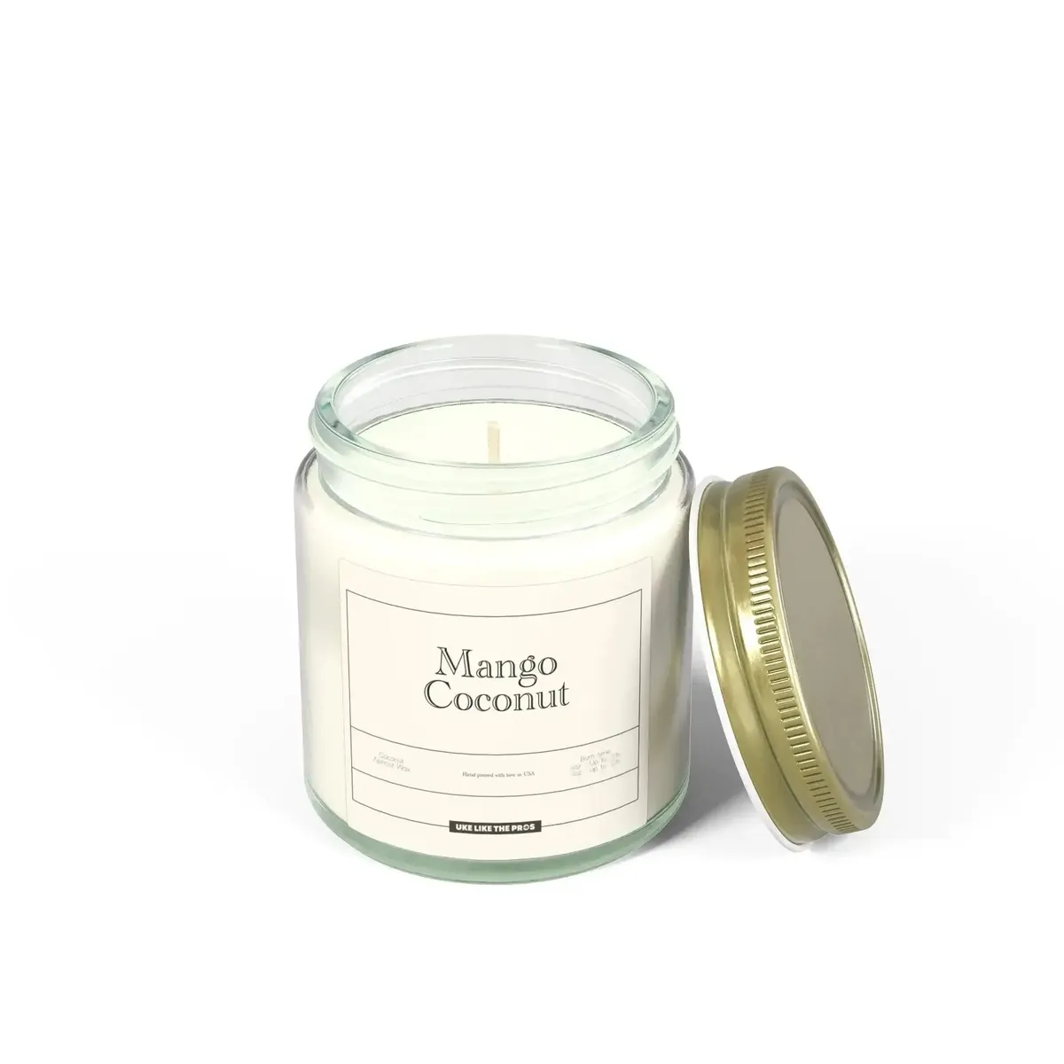 Uke Like The Pros Coconut & Apricot Wax Scented Candle - Mango Coconut (4oz & 9oz) - Image 5