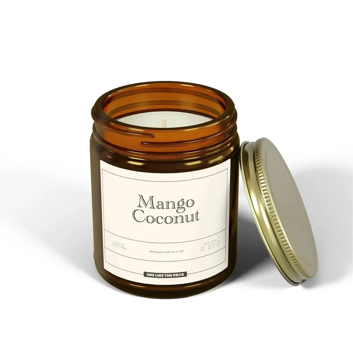 Uke Like The Pros Coconut & Apricot Wax Scented Candle - Mango Coconut (4oz & 9oz) - Image 9