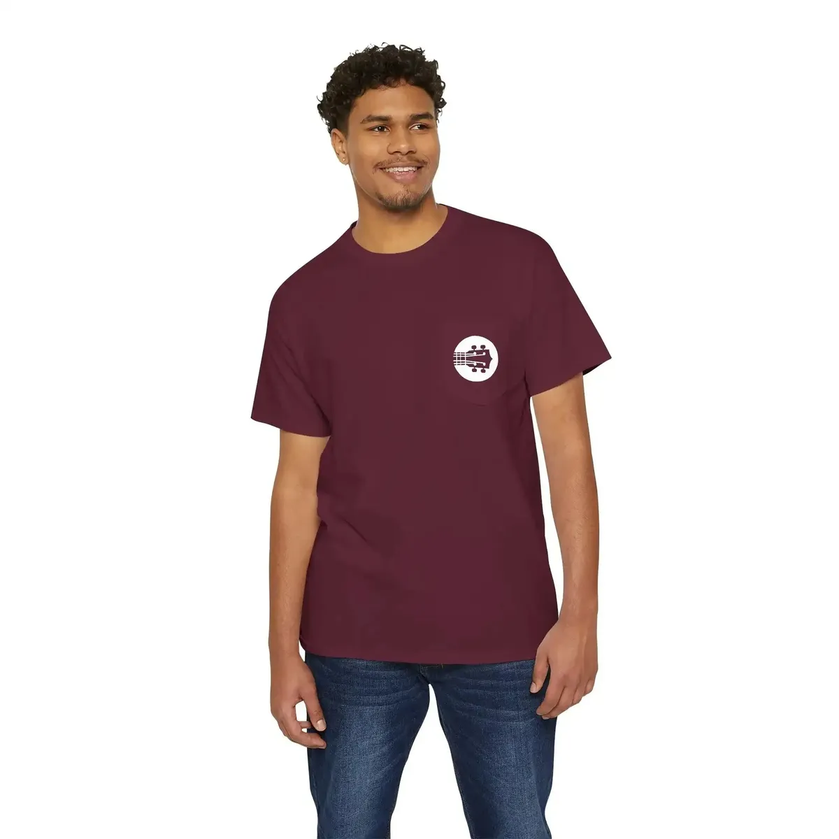 Uke Like The Pros Pocket T-Shirt - Small White Chest Logo - Image 11
