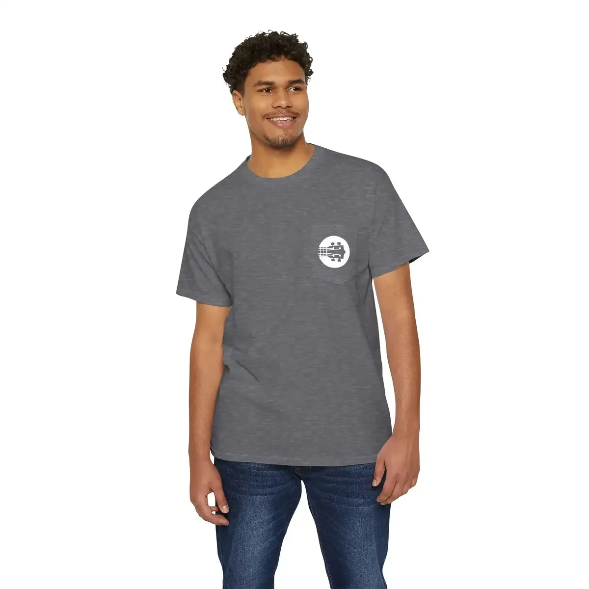 Uke Like The Pros Pocket T-Shirt - Small White Chest Logo - Image 14