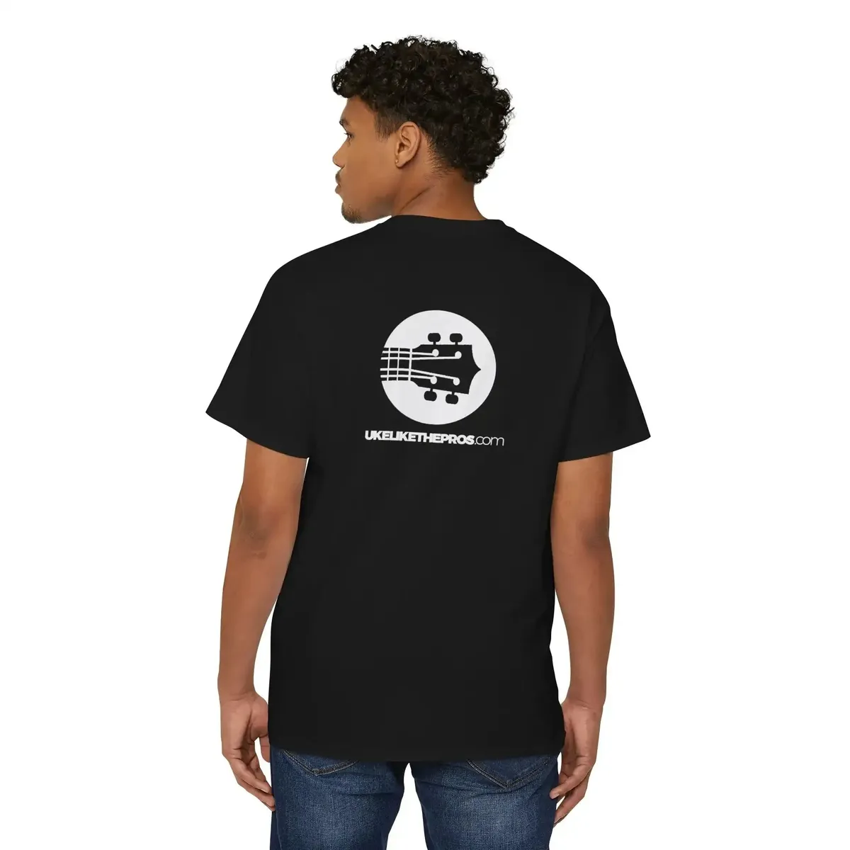 Uke Like The Pros Pocket T-Shirt - Small White Chest Logo - Image 9