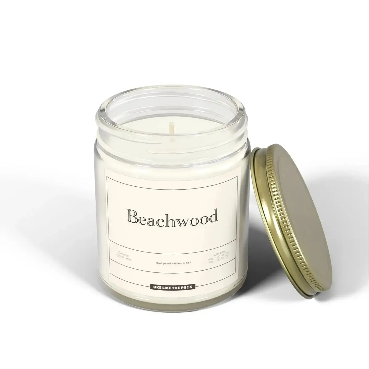 Uke Like The Pros Coconut & Apricot Wax Scented Candle - Beachwood (4oz & 9oz) - Image 11