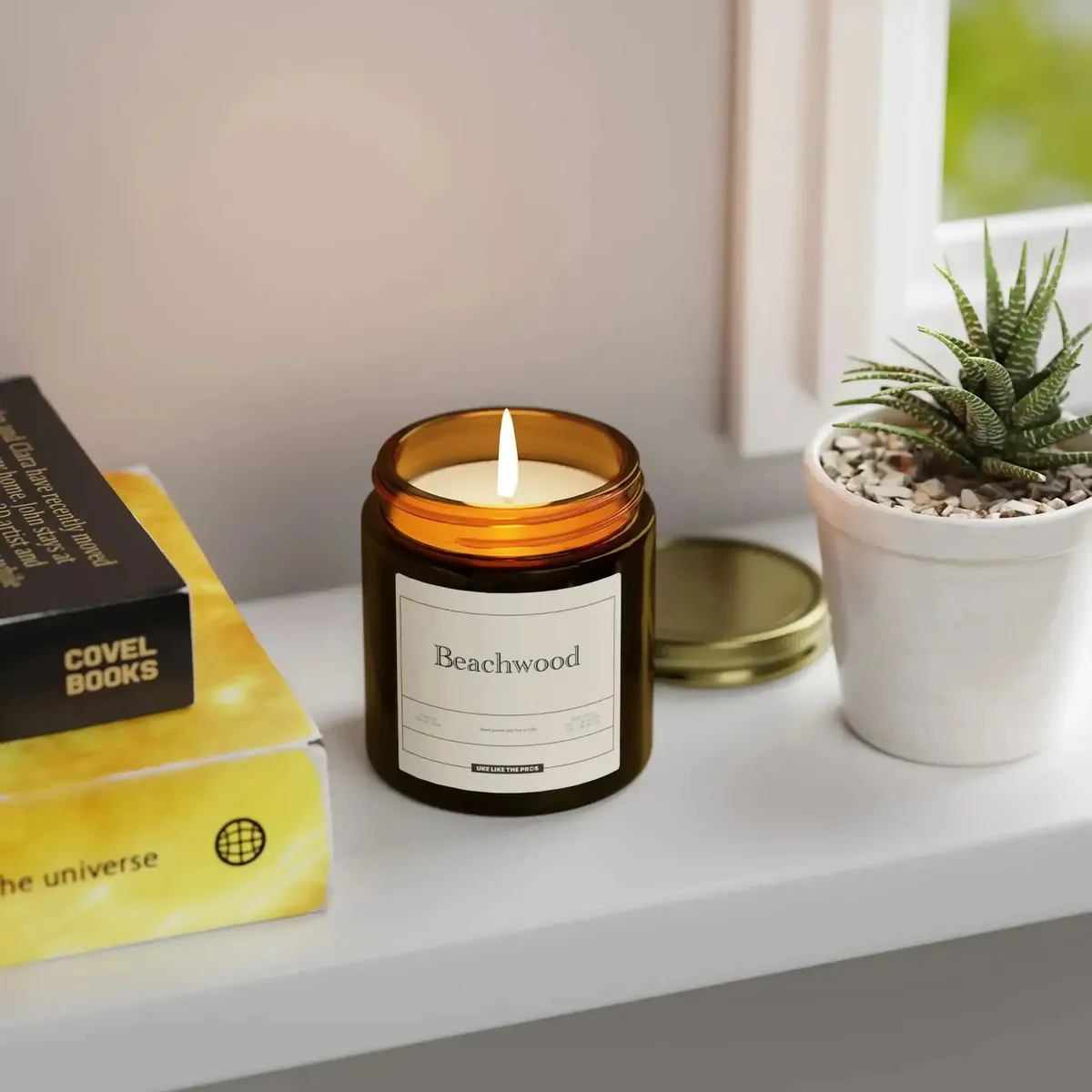 Uke Like The Pros Coconut & Apricot Wax Scented Candle - Beachwood (4oz & 9oz) - Image 9