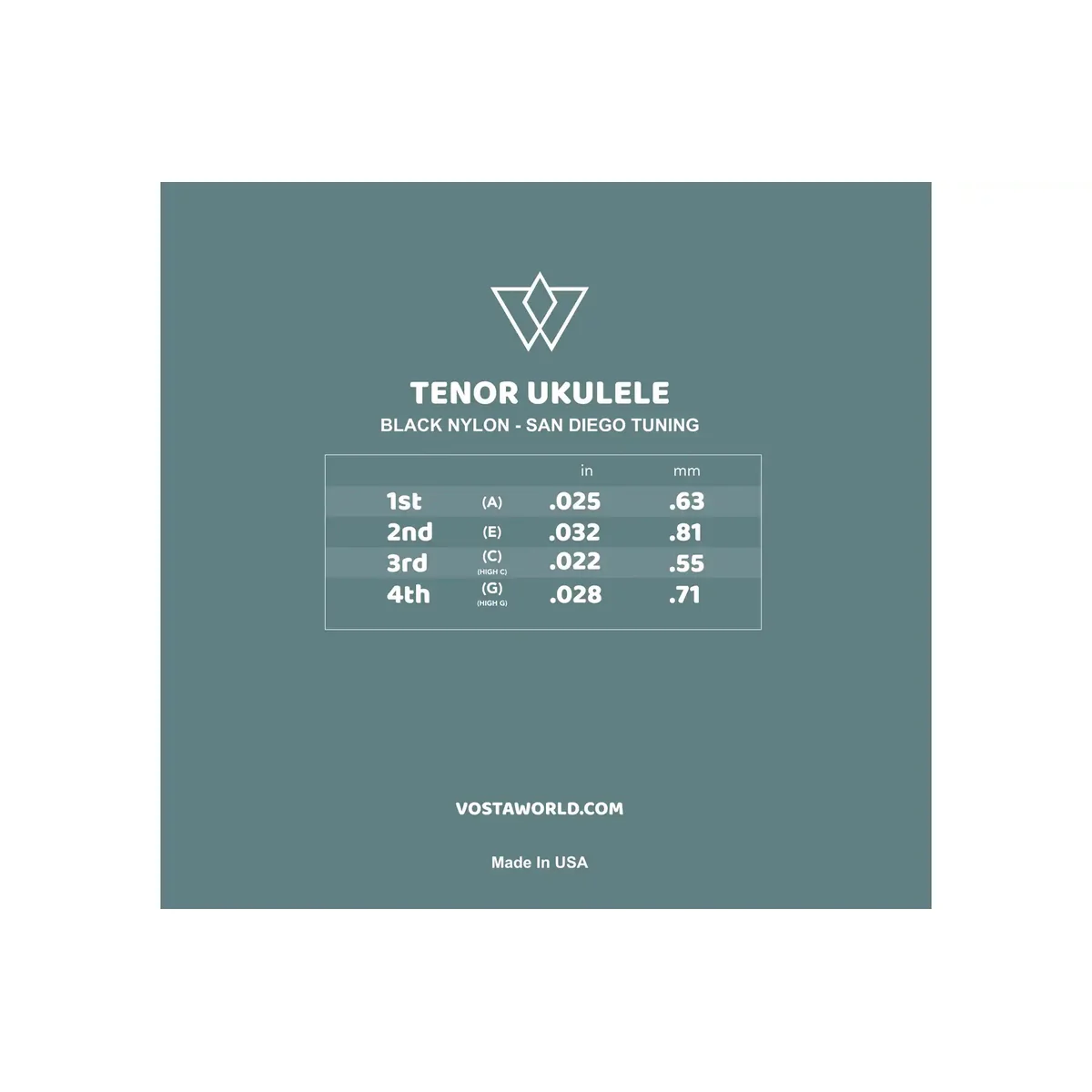 Vosta Black Nylon Tenor Ukulele Strings - San Diego Tuning - Image 2