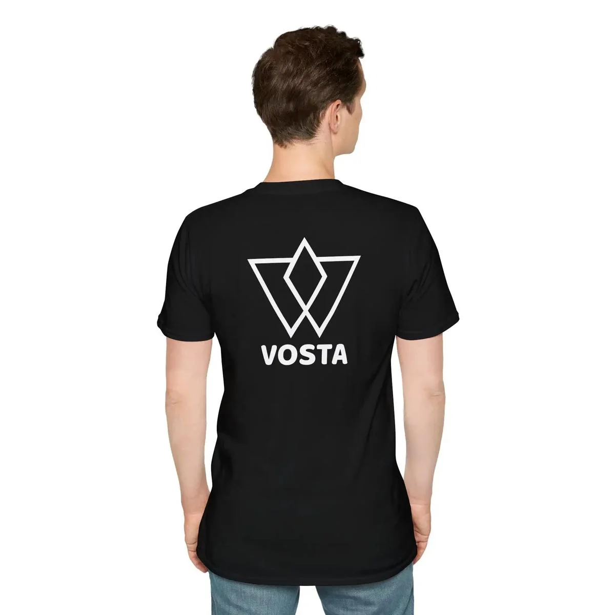 Vosta Black T-Shirt - Minimalist White Logo Tee - Image 15